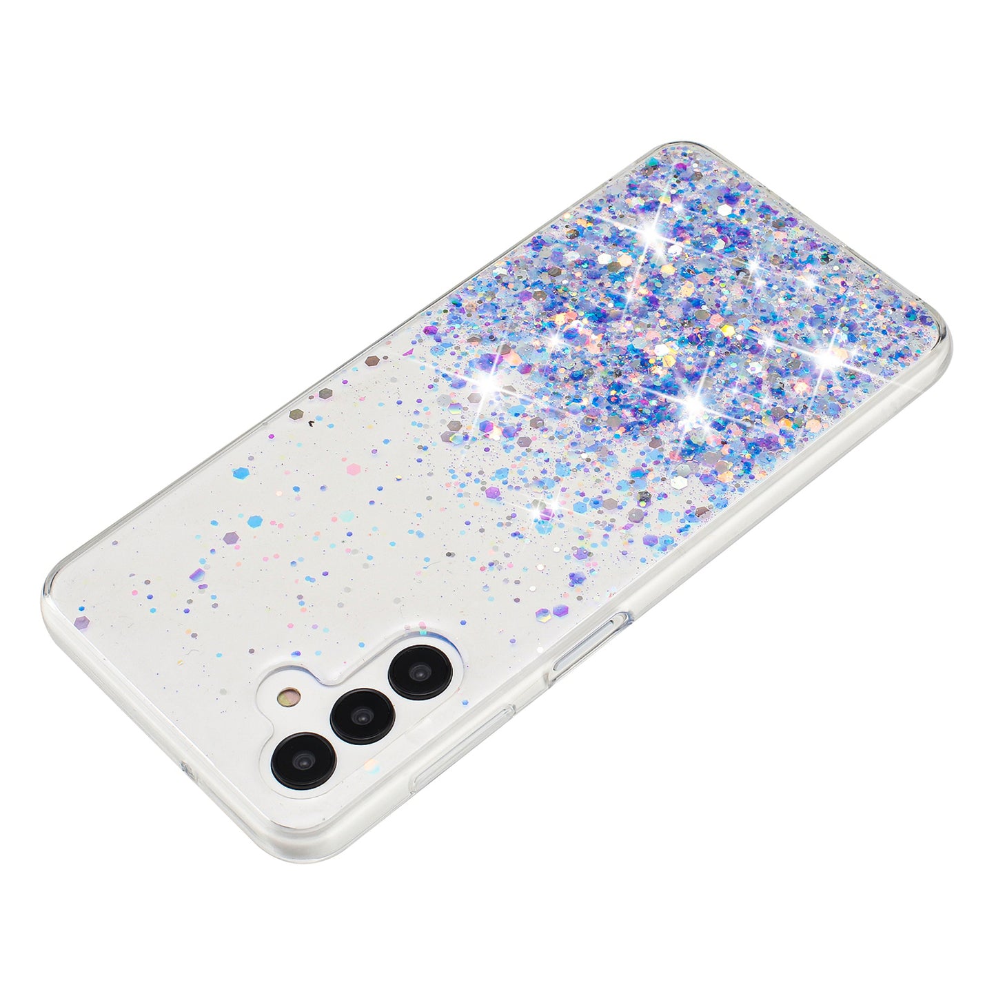 For Samsung Galaxy S24 Case Sparkle Sequins Luminous Epoxy TPU Phone Cover - Purple