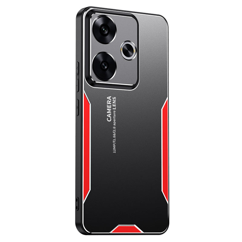 For Xiaomi Redmi Turbo 3 5G Case Aluminum Alloy+PC+TPU Shock Absorption Phone Cover - Red