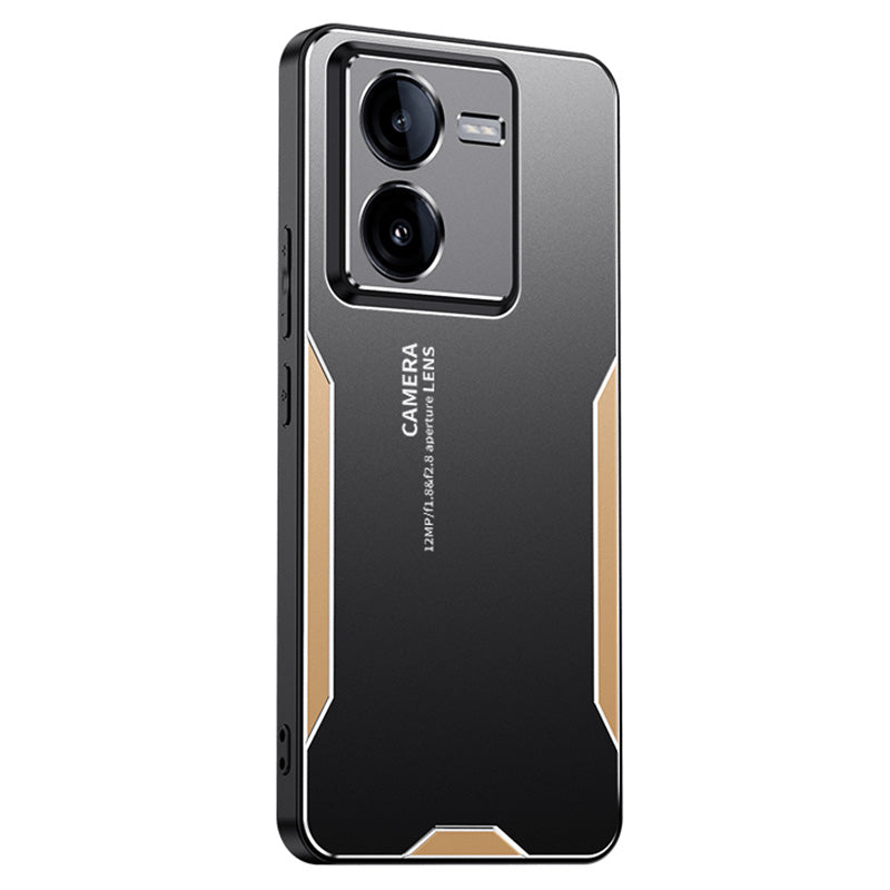 For vivo iQOO Z8x 5G Case Aluminum Alloy+PC+TPU Slim Matte Phone Cover - Gold