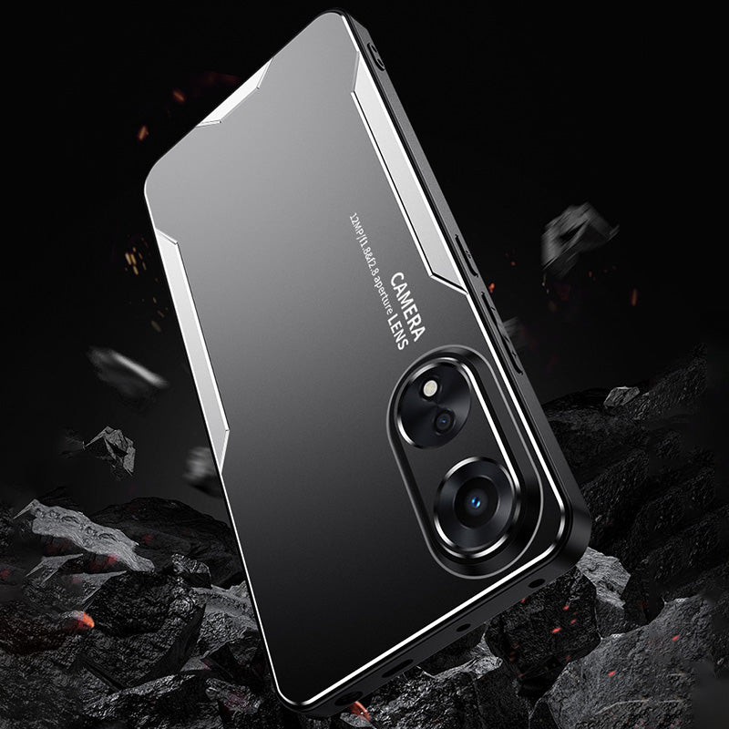 For Oppo A1 Pro 5G Case Aluminum Alloy+PC+TPU Drop Resistant Matte Phone Cover - Silver