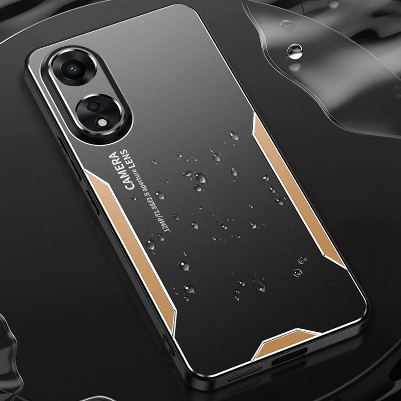 For Oppo A1 Pro 5G Case Aluminum Alloy+PC+TPU Drop Resistant Matte Phone Cover - Gold