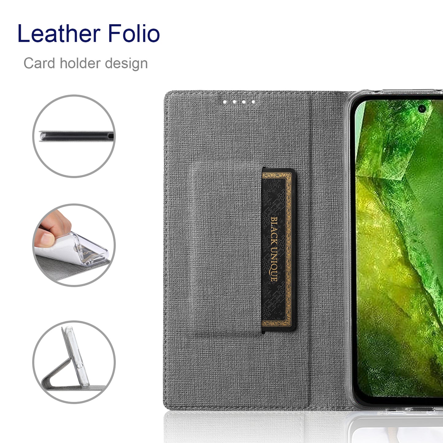 VILI DMX Series For Google Pixel 8a Phone Case Card Holder Leather Cover Mobile Accessories Wholesale - Grey