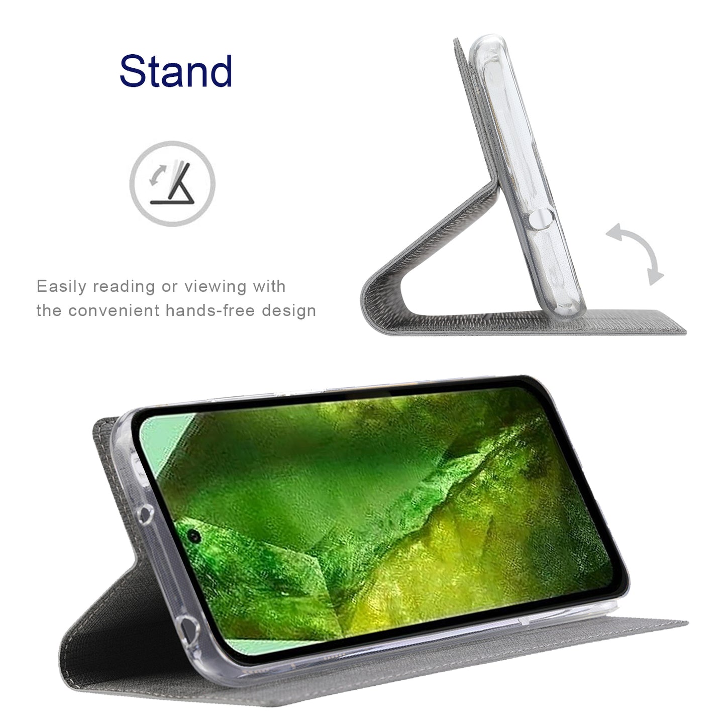 VILI DMX Series For Google Pixel 8a Phone Case Card Holder Leather Cover Mobile Accessories Wholesale - Grey