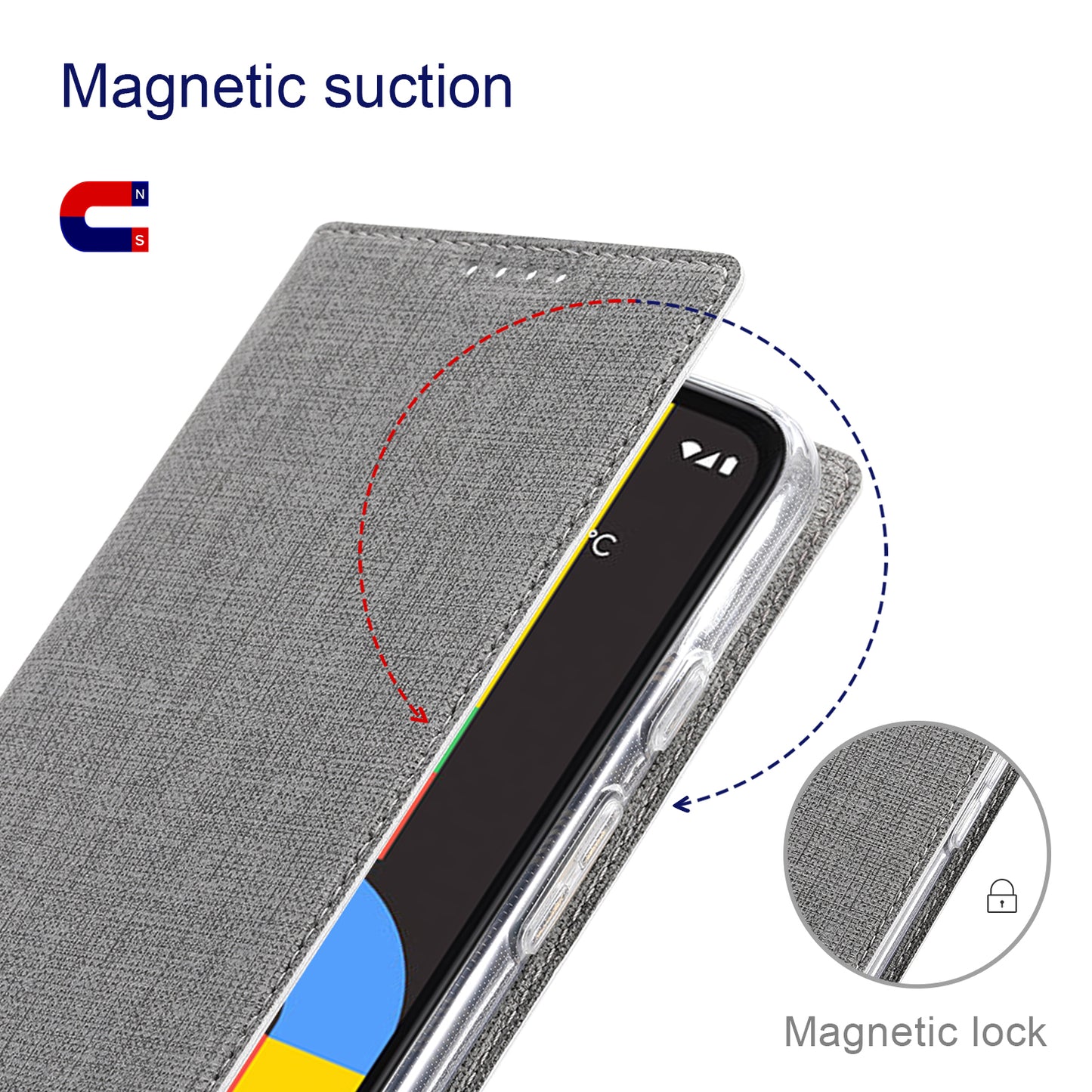 VILI DMX Series For Google Pixel 8a Phone Case Card Holder Leather Cover Mobile Accessories Wholesale - Grey