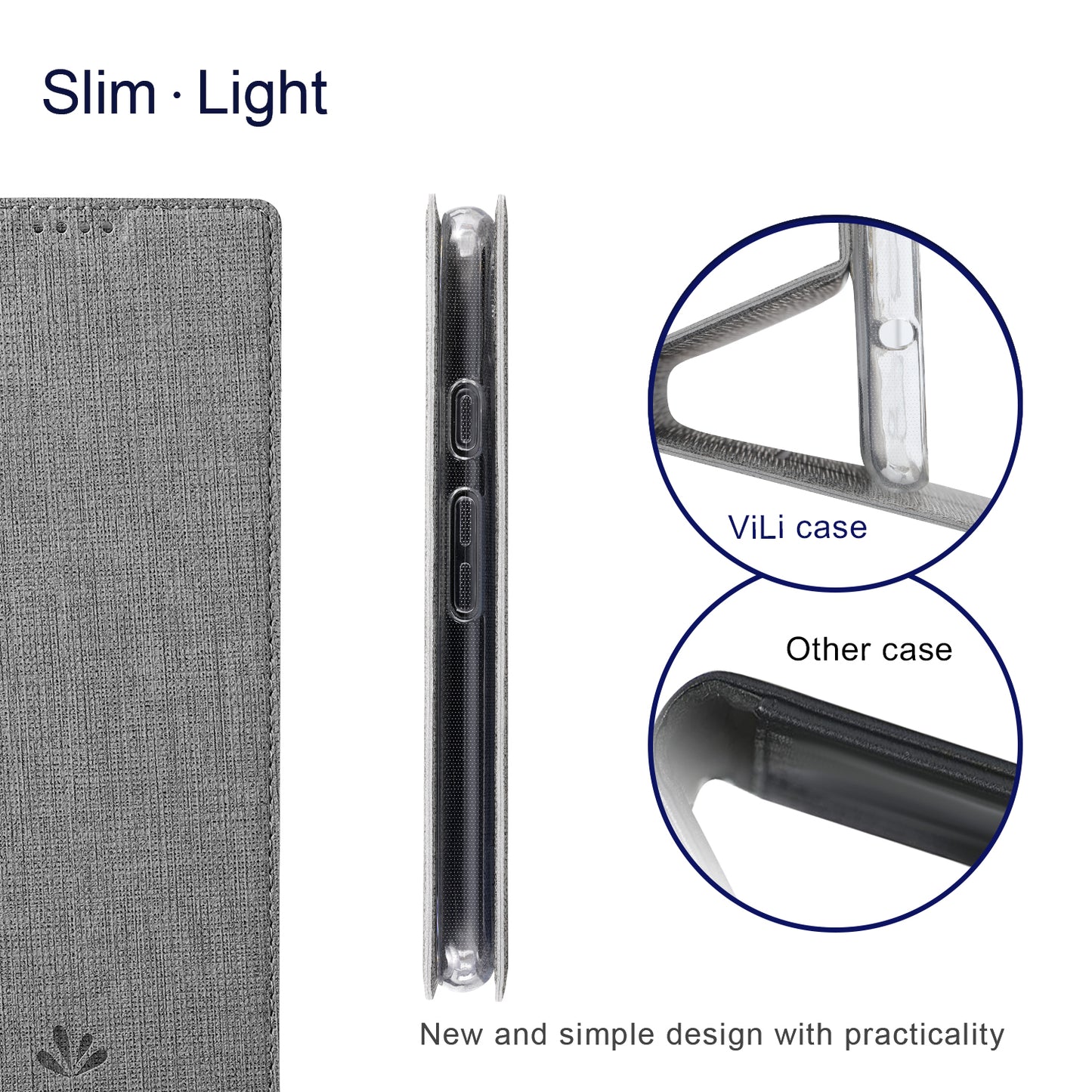 VILI DMX Series For Google Pixel 8a Phone Case Card Holder Leather Cover Mobile Accessories Wholesale - Grey