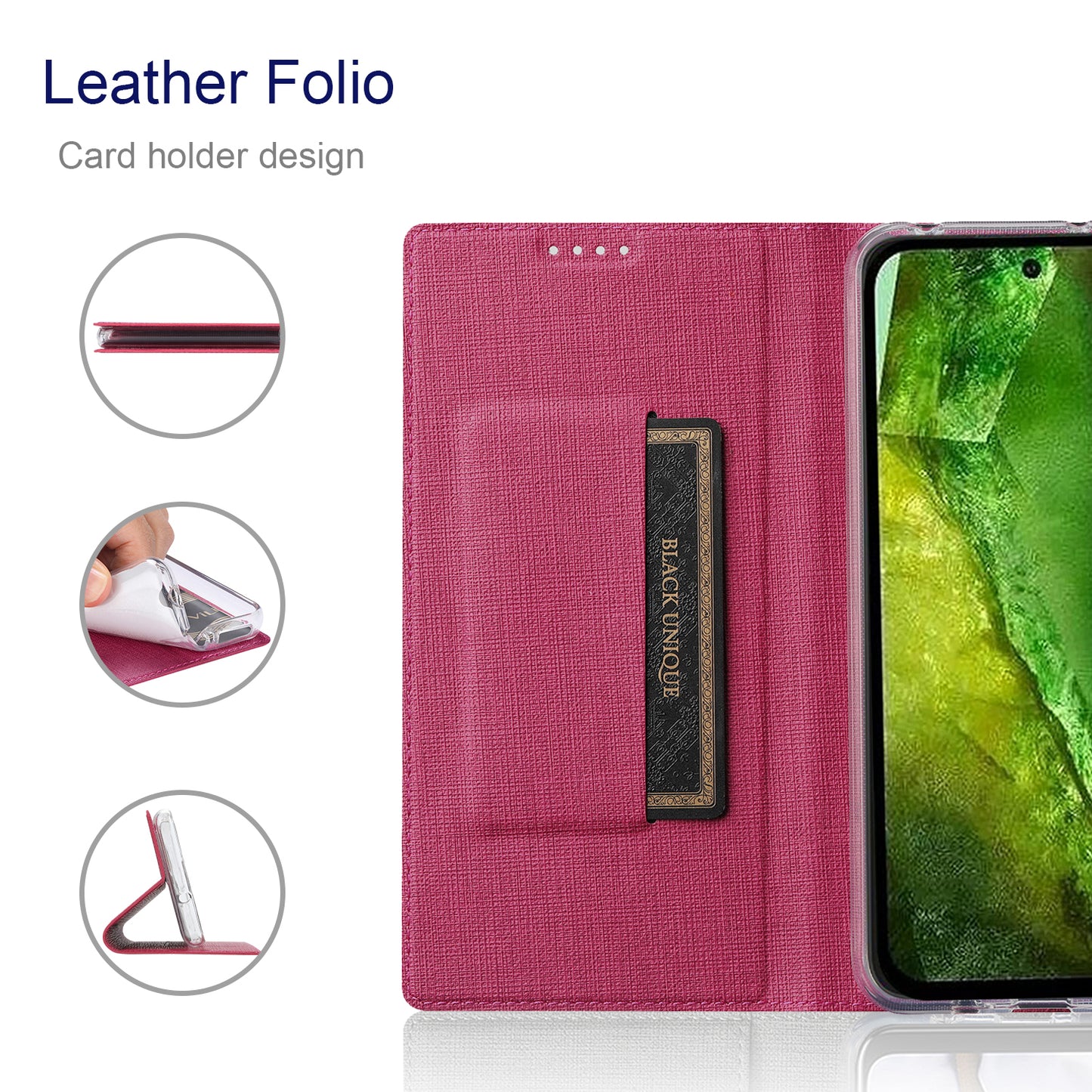 VILI DMX Series For Google Pixel 8a Phone Case Card Holder Leather Cover Mobile Accessories Wholesale - Rose