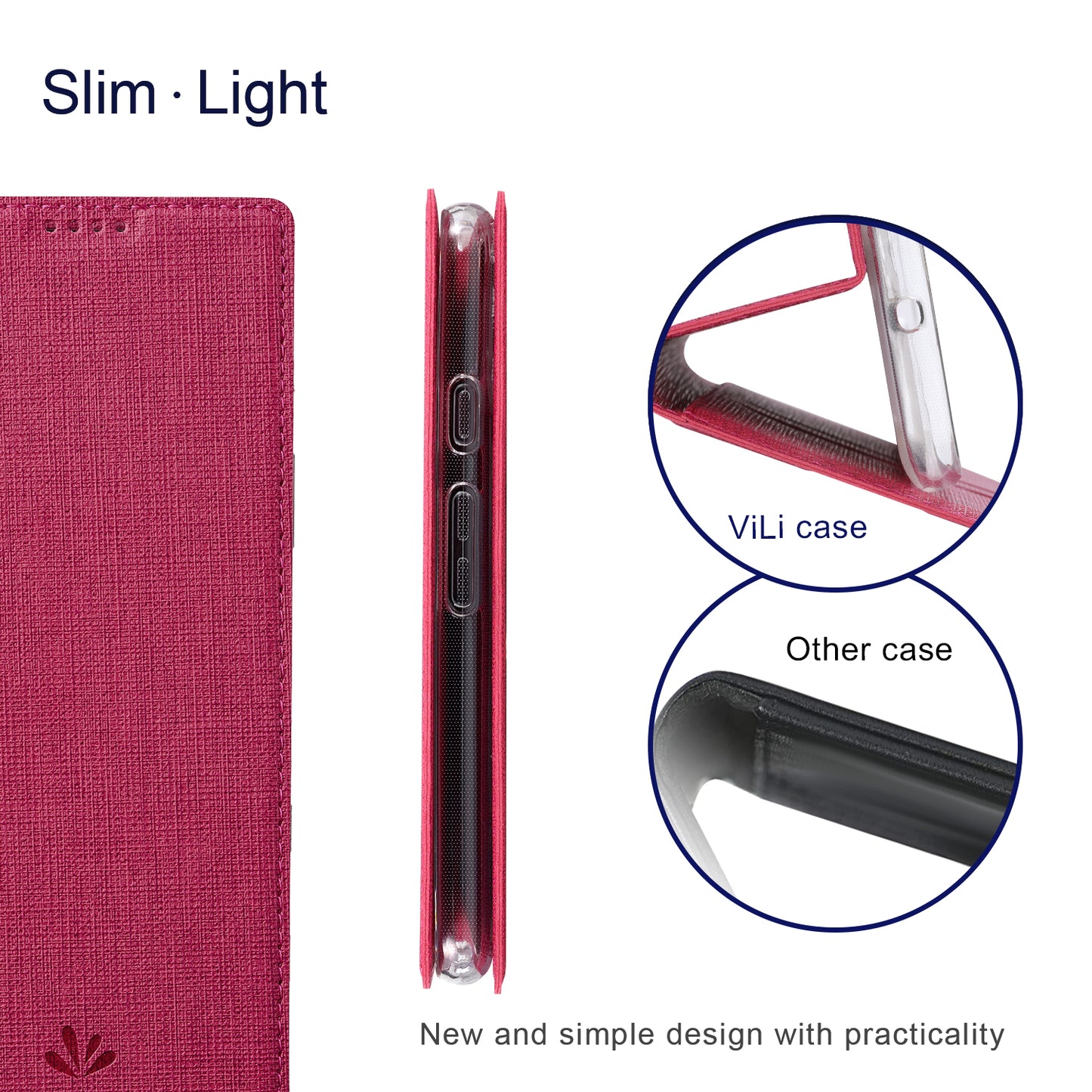 VILI DMX Series For Google Pixel 8a Phone Case Card Holder Leather Cover Mobile Accessories Wholesale - Rose