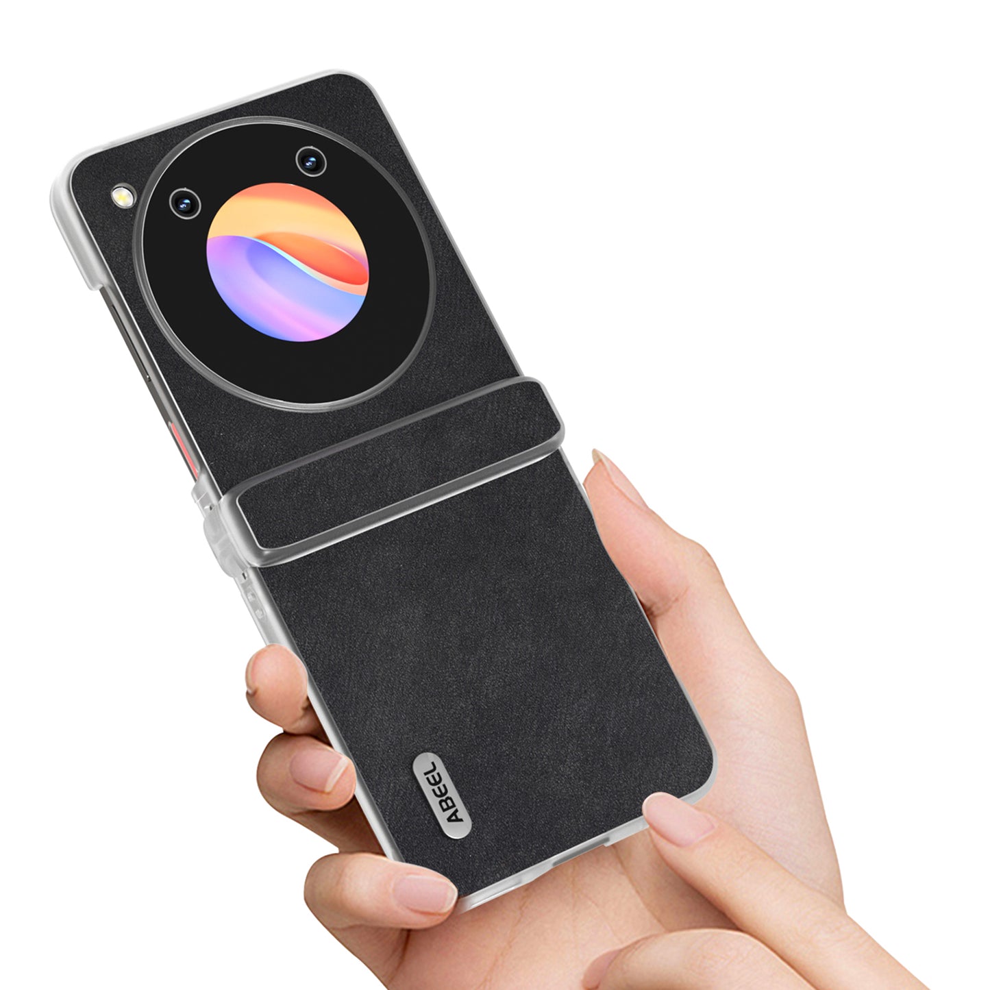 ABEEL For ZTE nubia Flip 5G Case PU Leather Coated PC Matte Clear Edge Phone Shell - Black