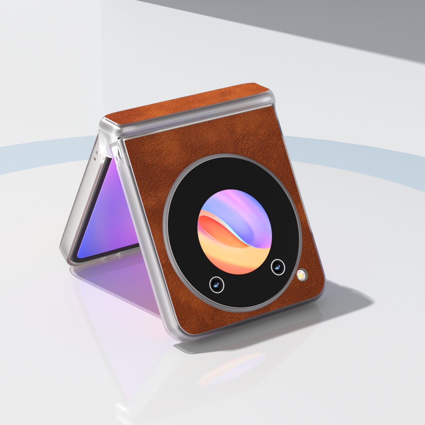 ABEEL For ZTE nubia Flip 5G Case PU Leather Coated PC Matte Clear Edge Phone Shell - Brown