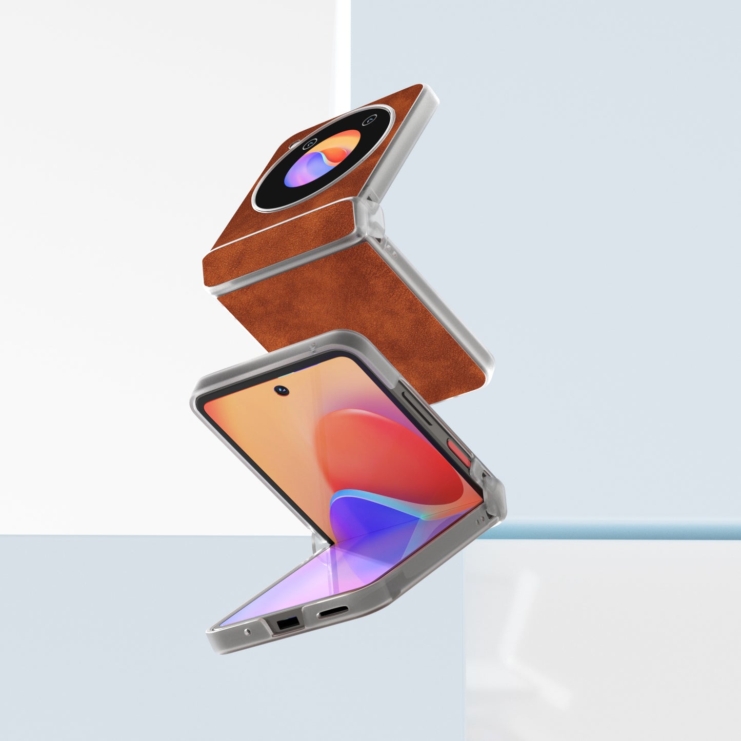 ABEEL For ZTE nubia Flip 5G Case PU Leather Coated PC Matte Clear Edge Phone Shell - Brown