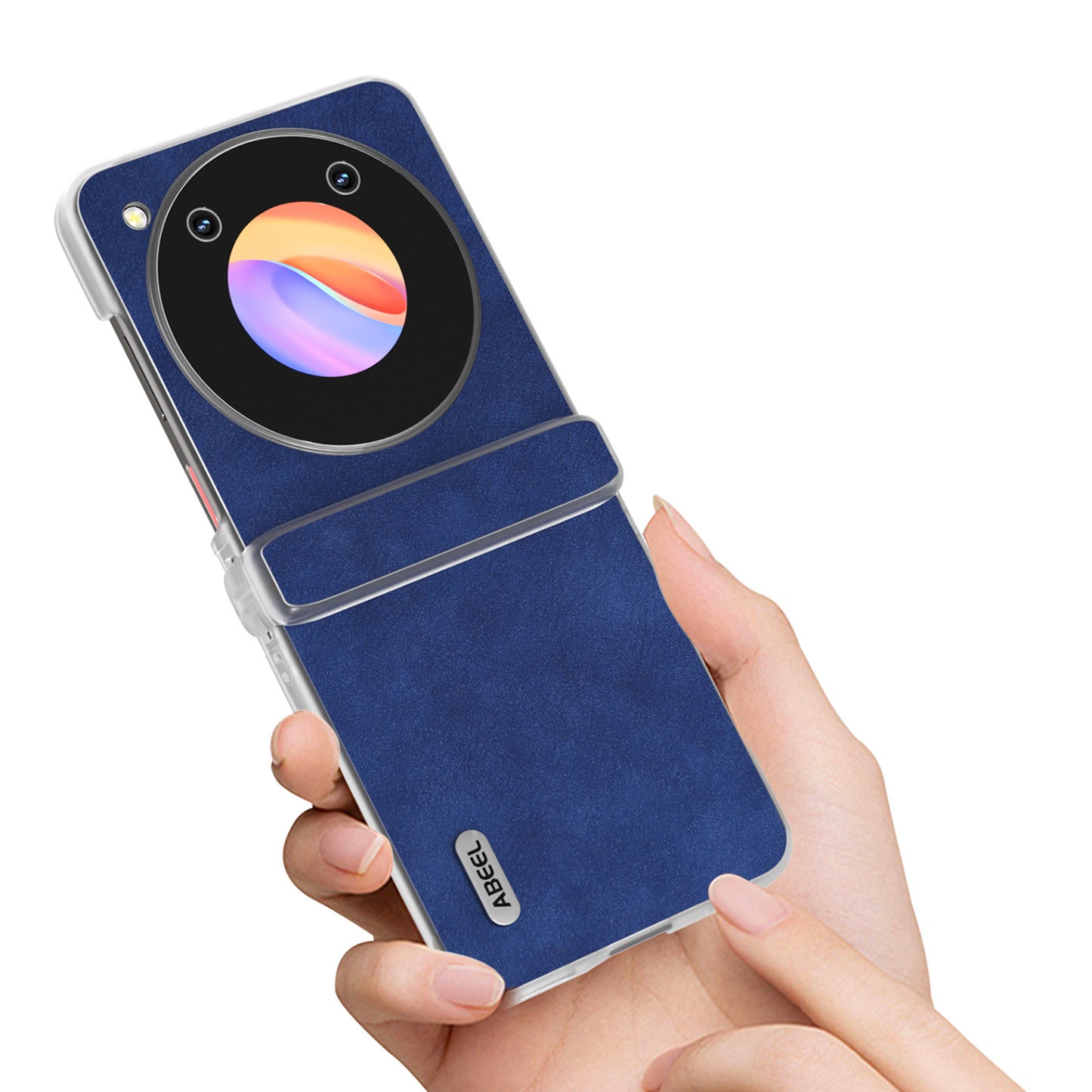 ABEEL For ZTE nubia Flip 5G Case PU Leather Coated PC Matte Clear Edge Phone Shell - Blue