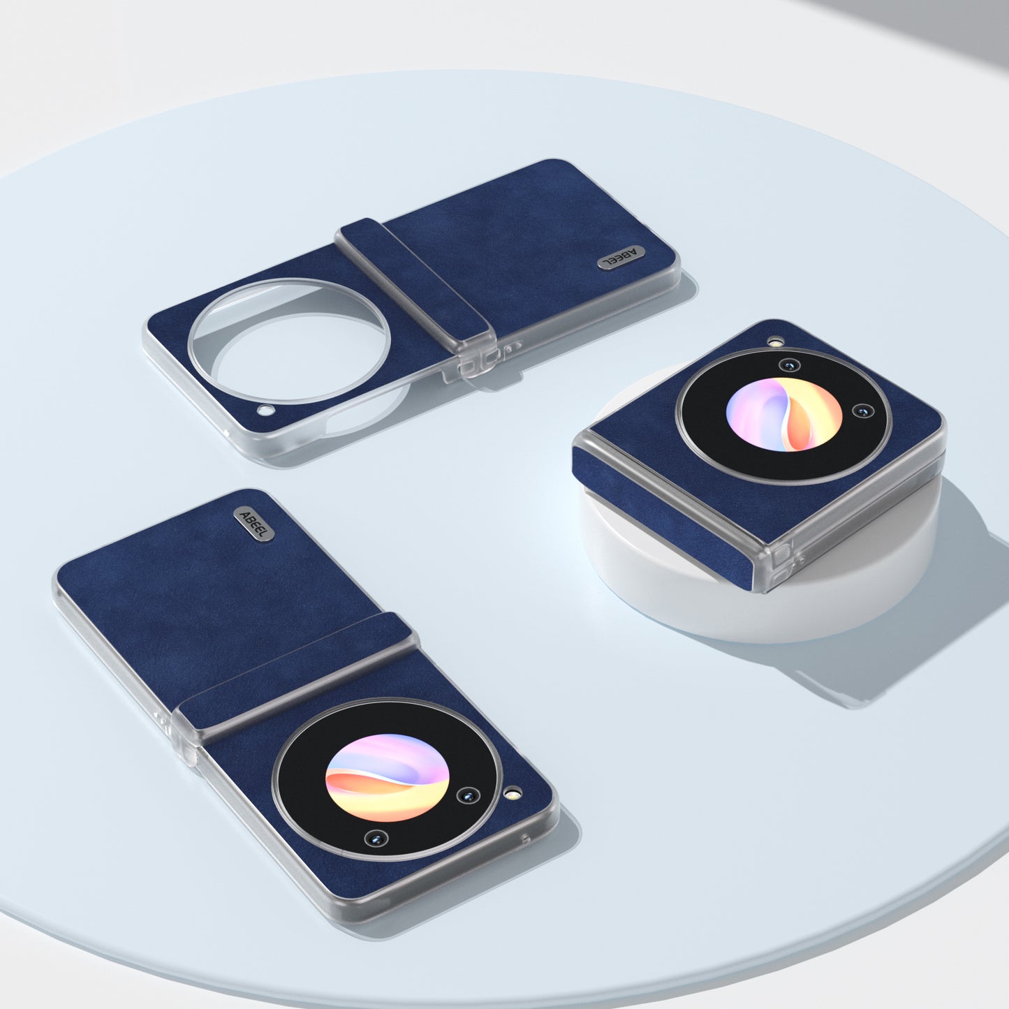 ABEEL For ZTE nubia Flip 5G Case PU Leather Coated PC Matte Clear Edge Phone Shell - Blue