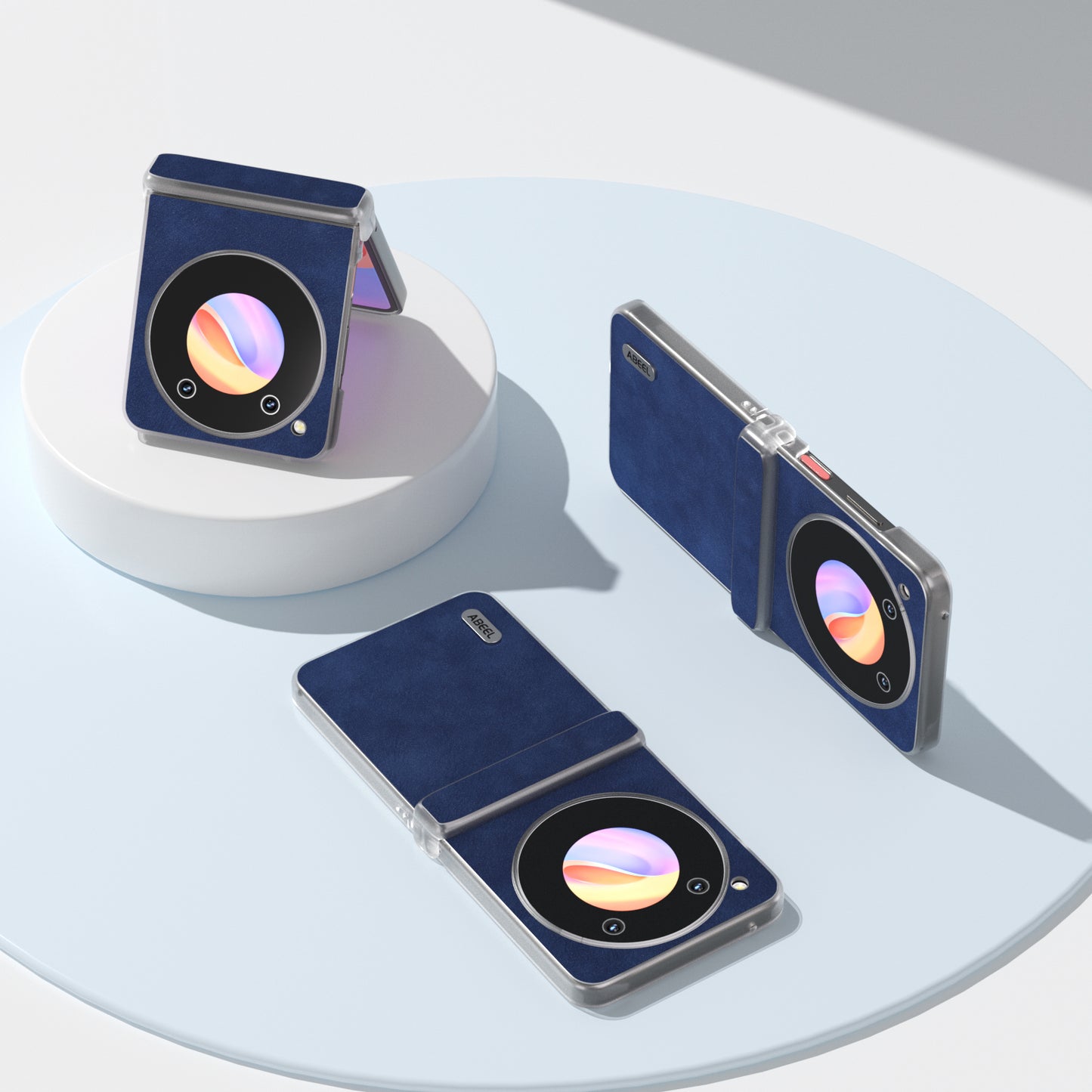 ABEEL For ZTE nubia Flip 5G Case PU Leather Coated PC Matte Clear Edge Phone Shell - Blue