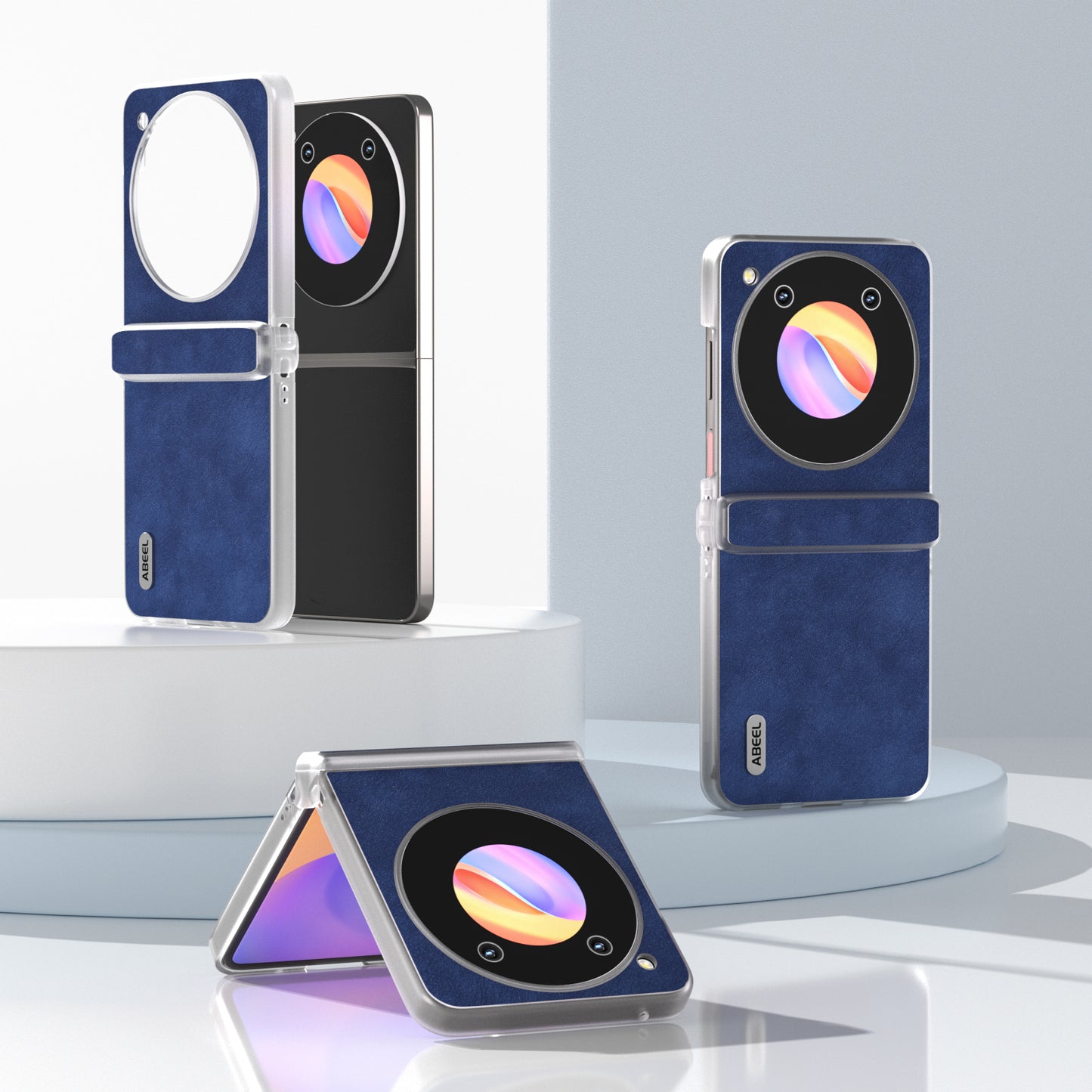 ABEEL For ZTE nubia Flip 5G Case PU Leather Coated PC Matte Clear Edge Phone Shell - Blue