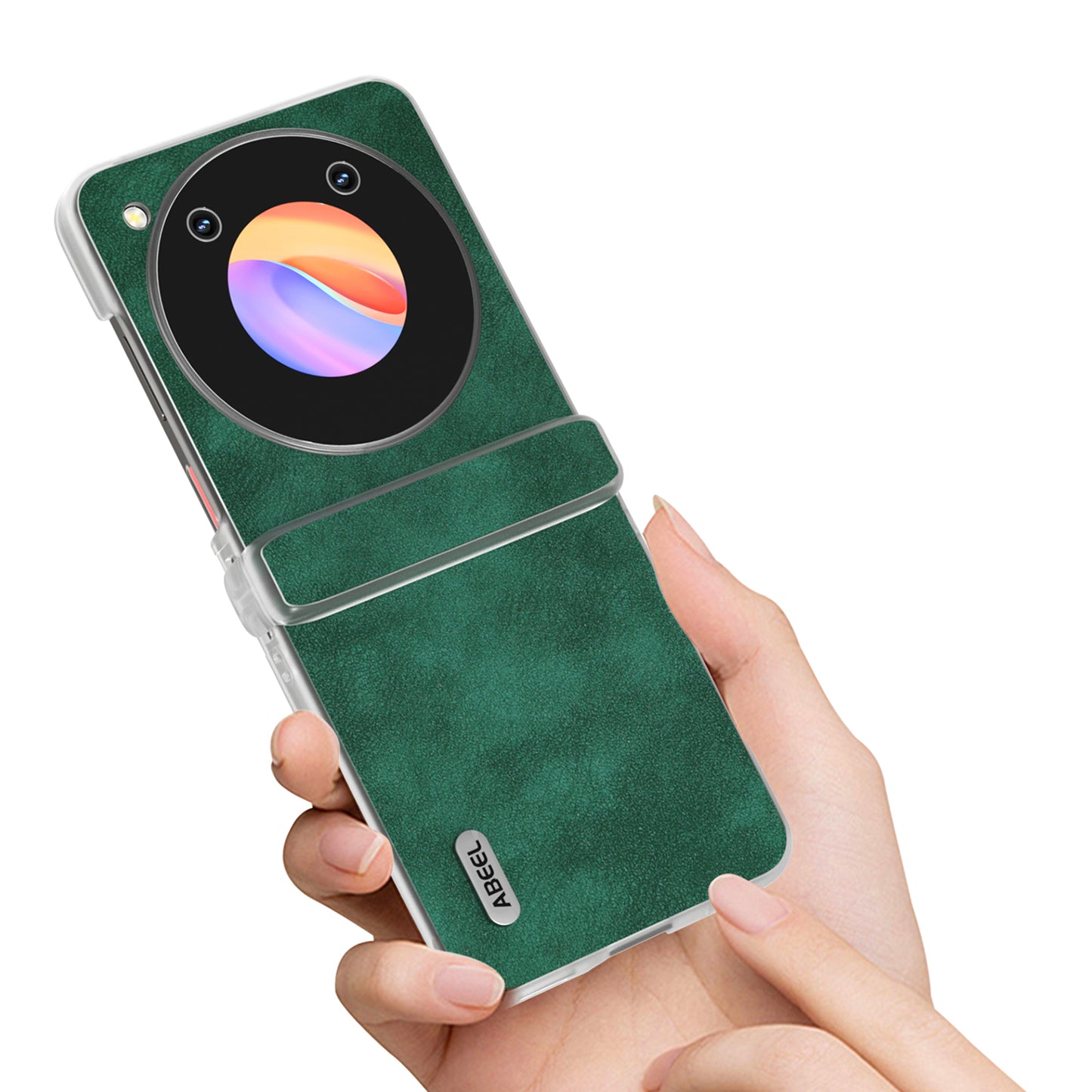 ABEEL For ZTE nubia Flip 5G Case PU Leather Coated PC Matte Clear Edge Phone Shell - Green