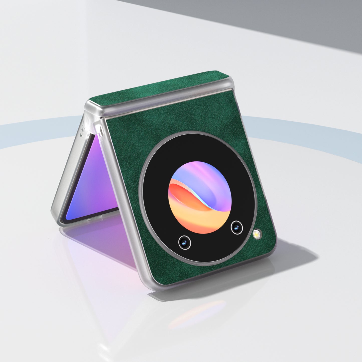 ABEEL For ZTE nubia Flip 5G Case PU Leather Coated PC Matte Clear Edge Phone Shell - Green