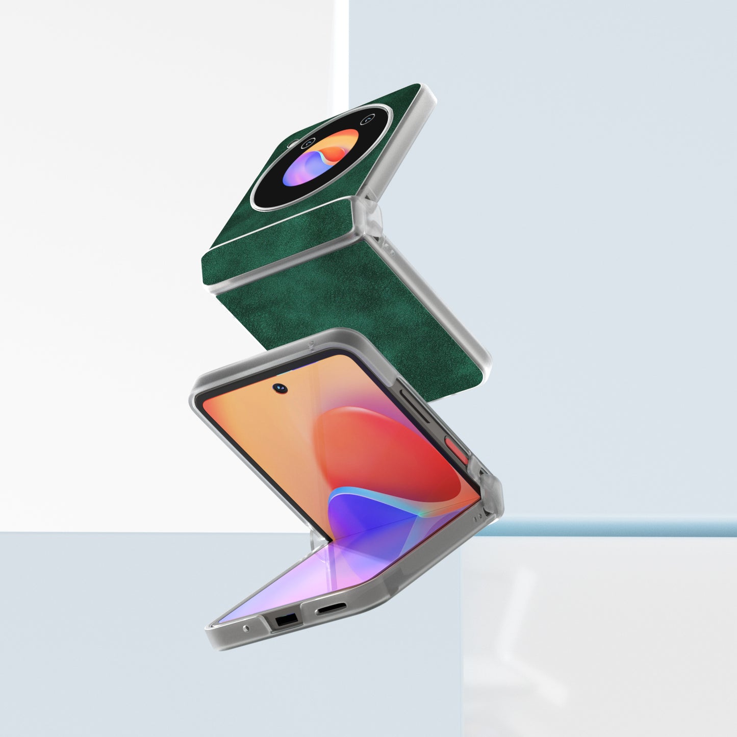 ABEEL For ZTE nubia Flip 5G Case PU Leather Coated PC Matte Clear Edge Phone Shell - Green