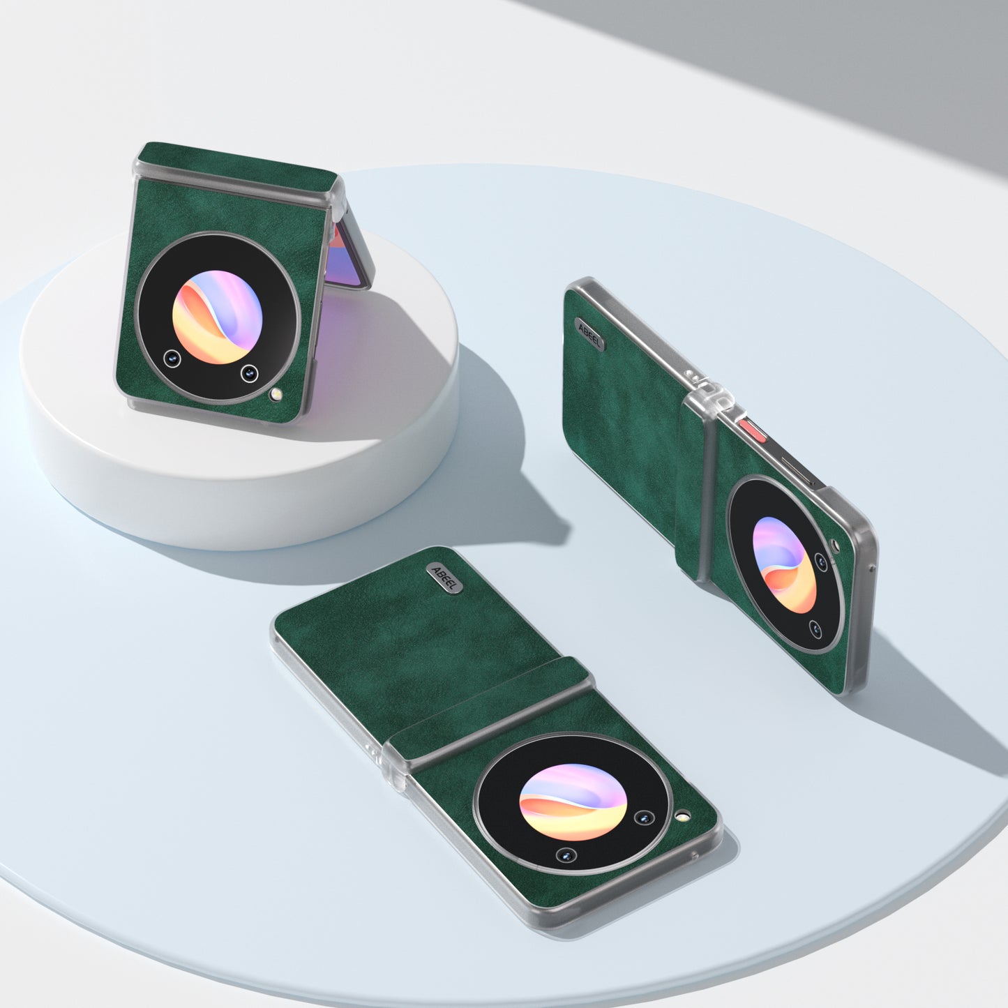 ABEEL For ZTE nubia Flip 5G Case PU Leather Coated PC Matte Clear Edge Phone Shell - Green