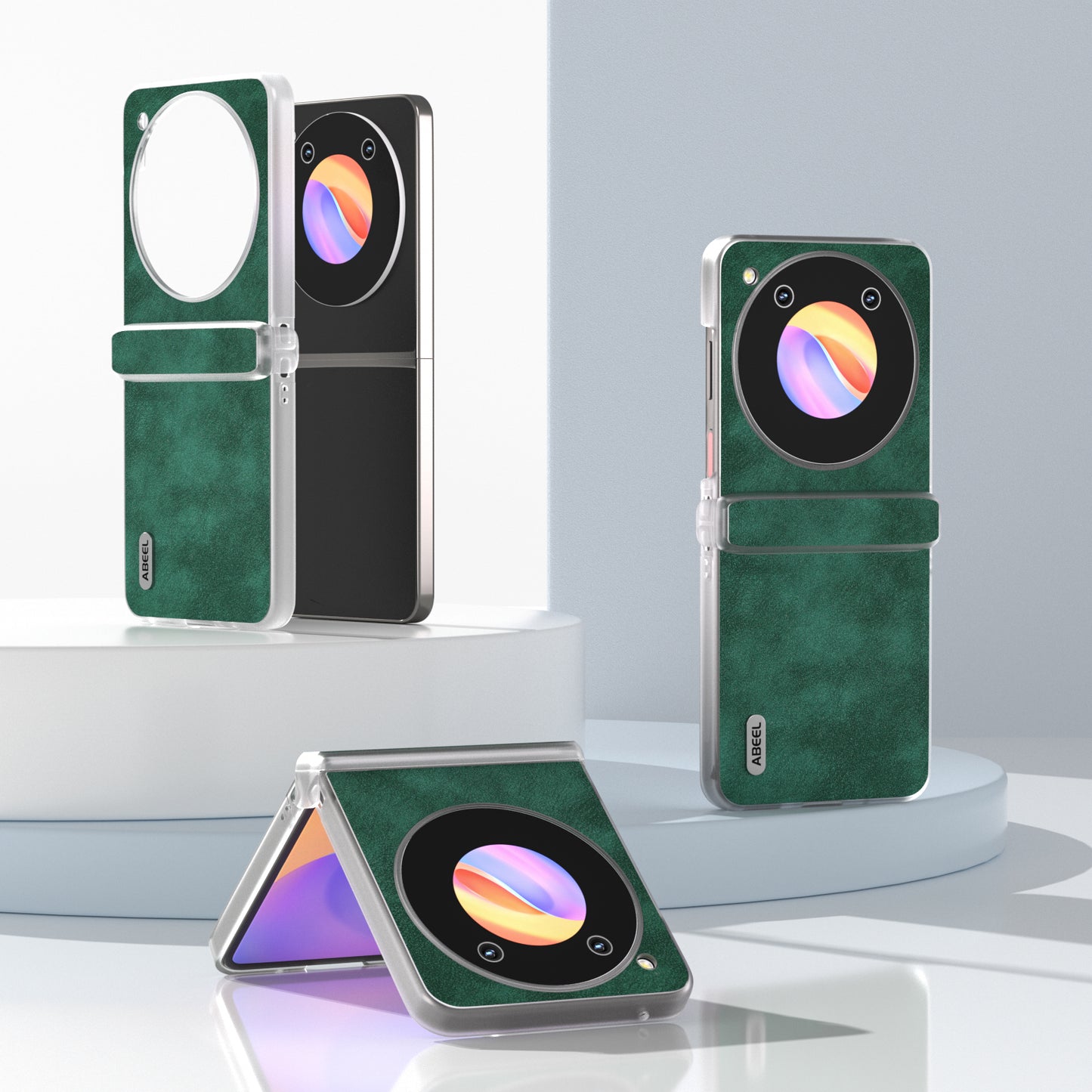 ABEEL For ZTE nubia Flip 5G Case PU Leather Coated PC Matte Clear Edge Phone Shell - Green