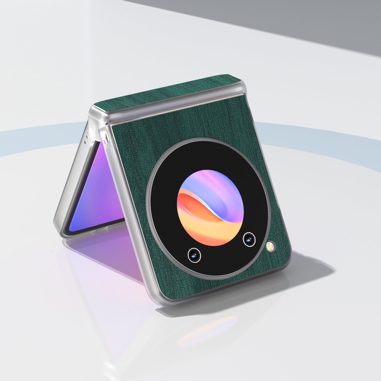 ABEEL For ZTE nubia Flip 5G Case Matte Clear Edge Wood Texture Leather Coated PC Phone Cover - Green