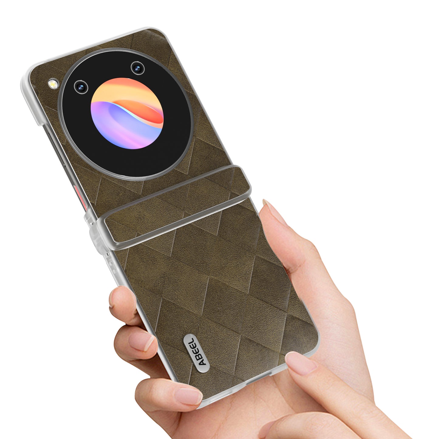 ABEEL For ZTE nubia Flip 5G Case Transparent Matte Edge Leather Coated PC Grid Pattern Phone Cover - Green