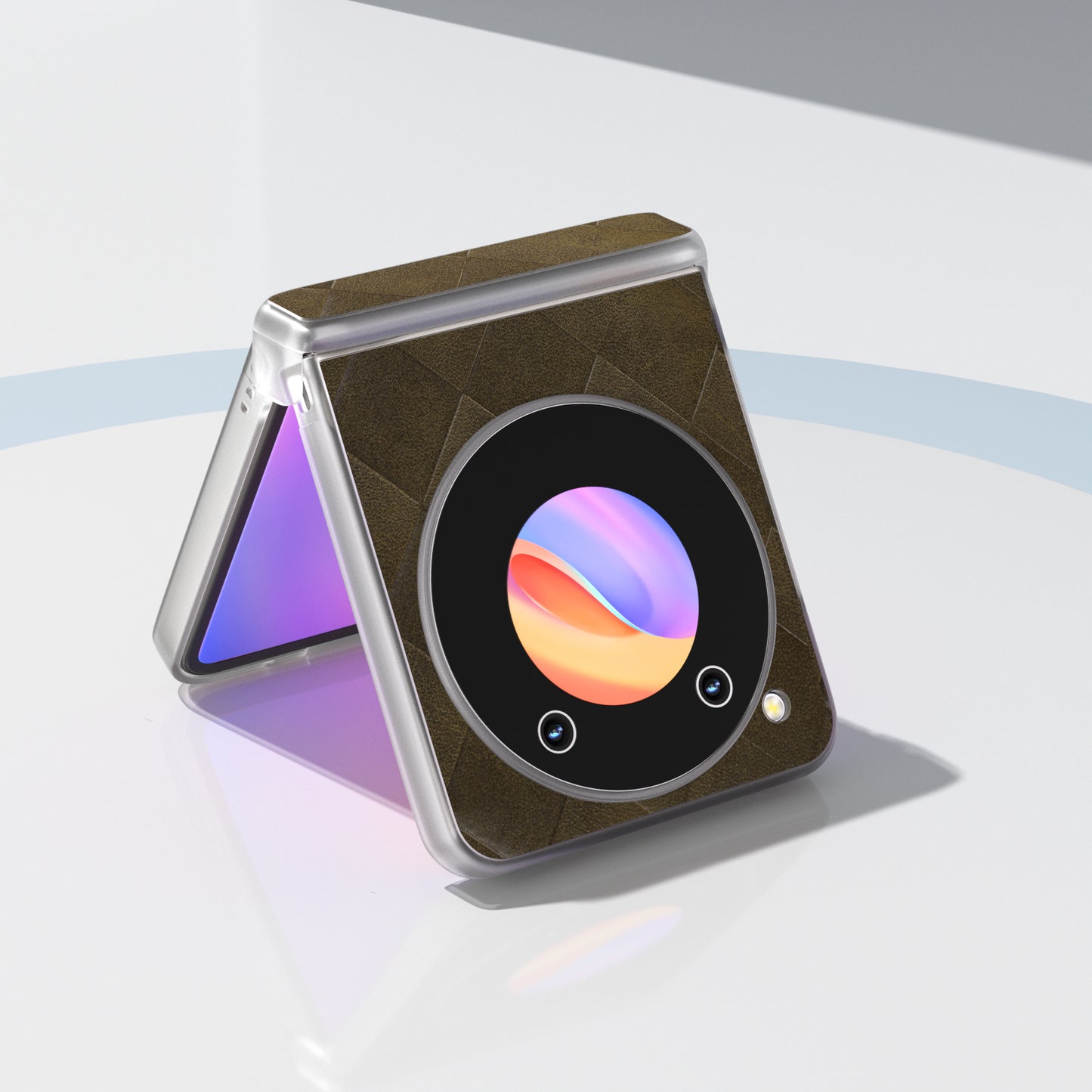 ABEEL For ZTE nubia Flip 5G Case Transparent Matte Edge Leather Coated PC Grid Pattern Phone Cover - Green