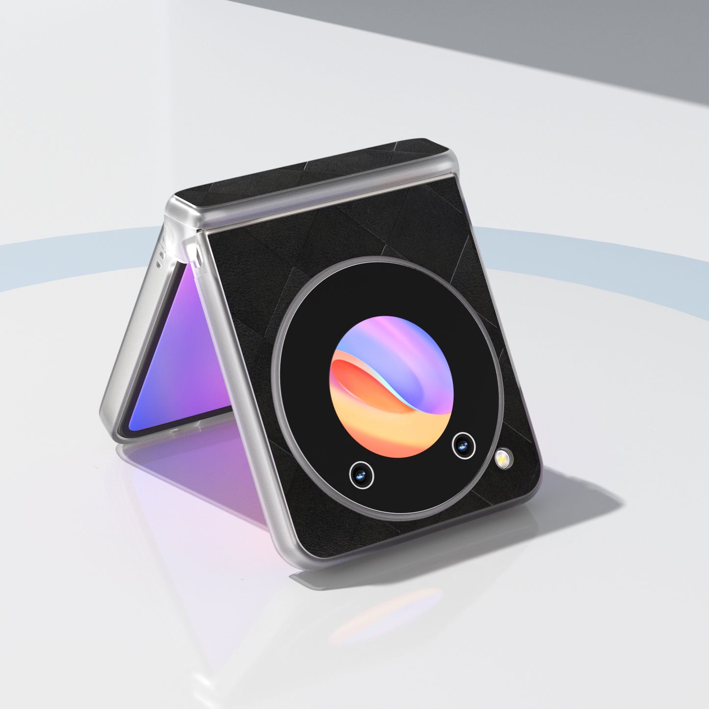 ABEEL For ZTE nubia Flip 5G Case Transparent Matte Edge Leather Coated PC Grid Pattern Phone Cover - Black