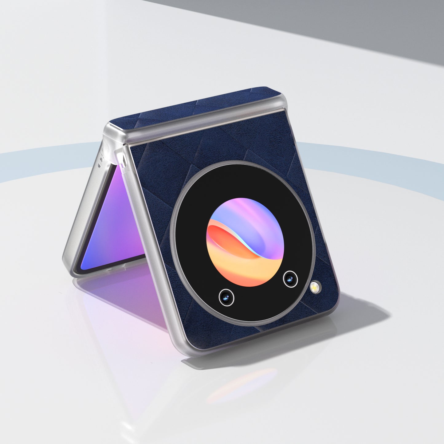 ABEEL For ZTE nubia Flip 5G Case Transparent Matte Edge Leather Coated PC Grid Pattern Phone Cover - Blue