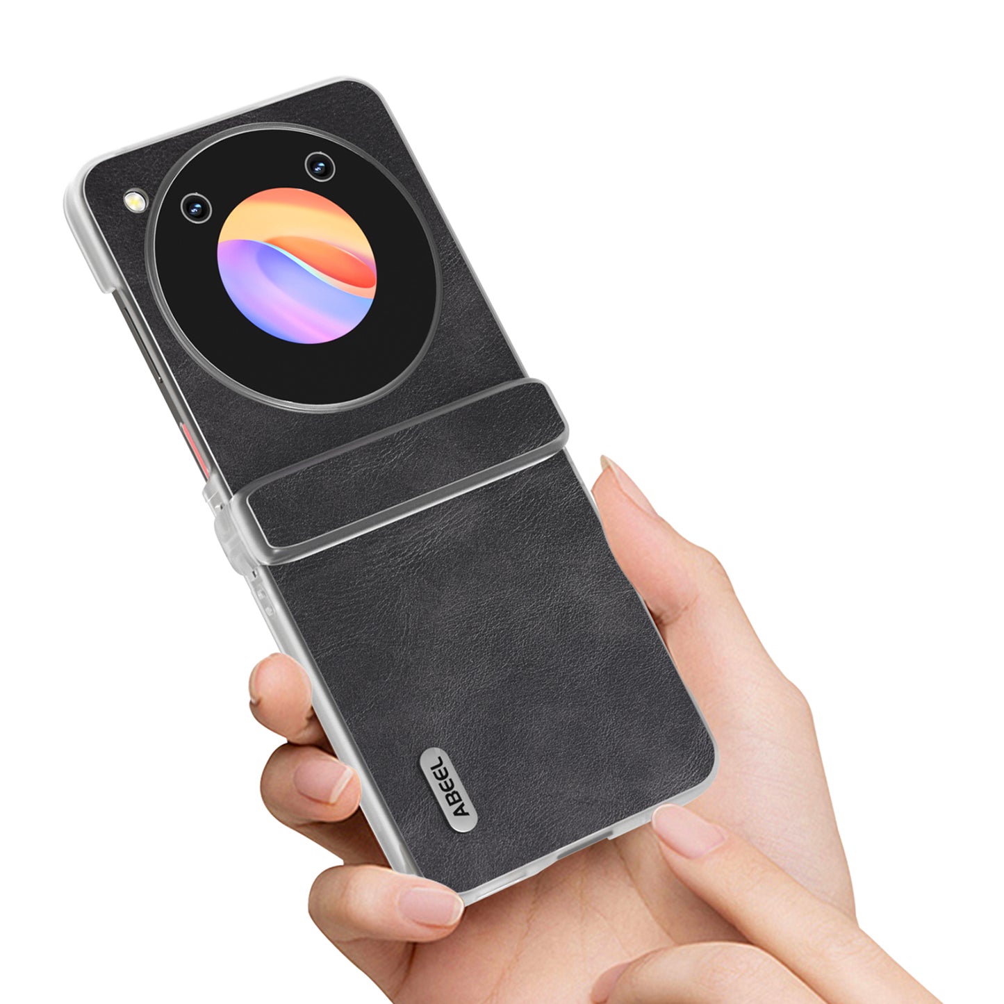 ABEEL For ZTE nubia Flip 5G Case Matte Edge Cowhide Texture Leather+PC Phone Cover - Black