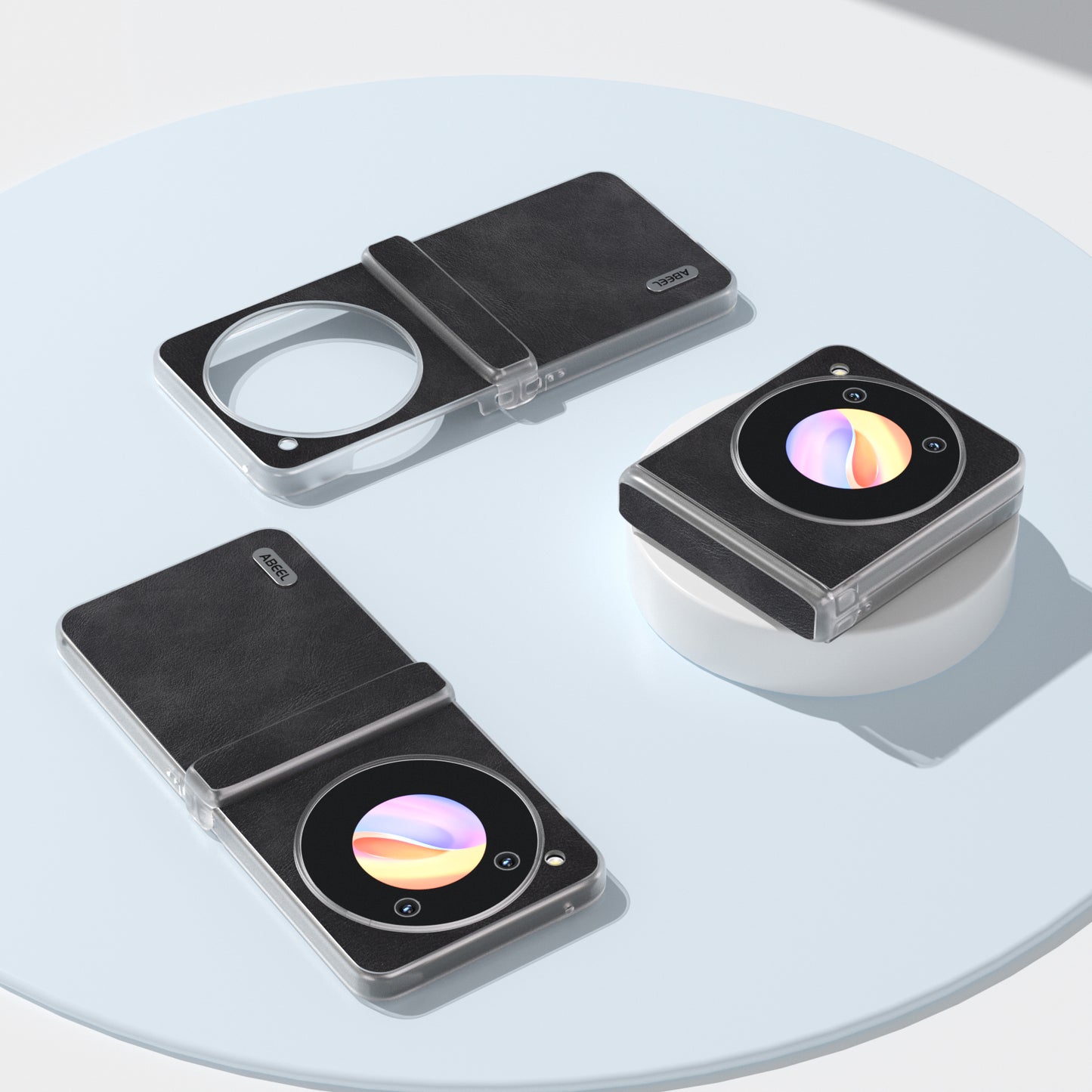 ABEEL For ZTE nubia Flip 5G Case Matte Edge Cowhide Texture Leather+PC Phone Cover - Black