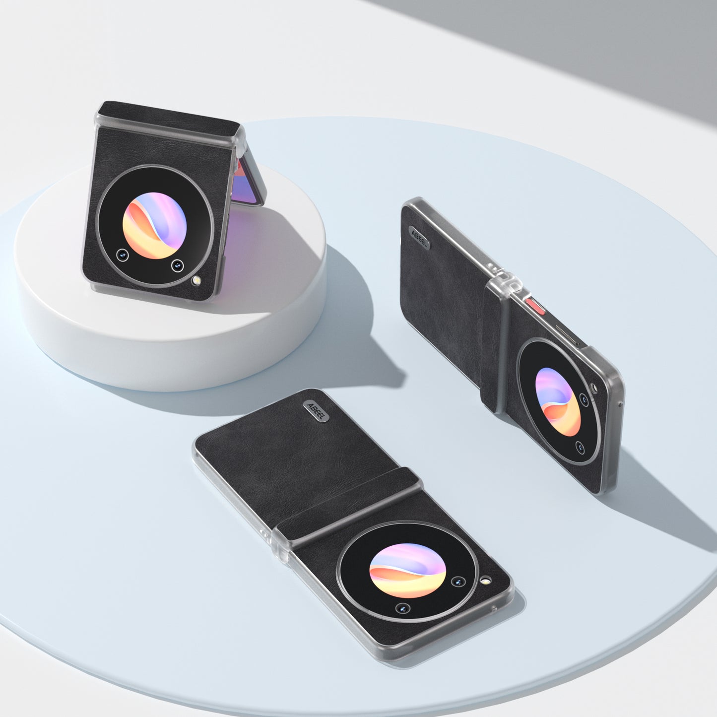 ABEEL For ZTE nubia Flip 5G Case Matte Edge Cowhide Texture Leather+PC Phone Cover - Black