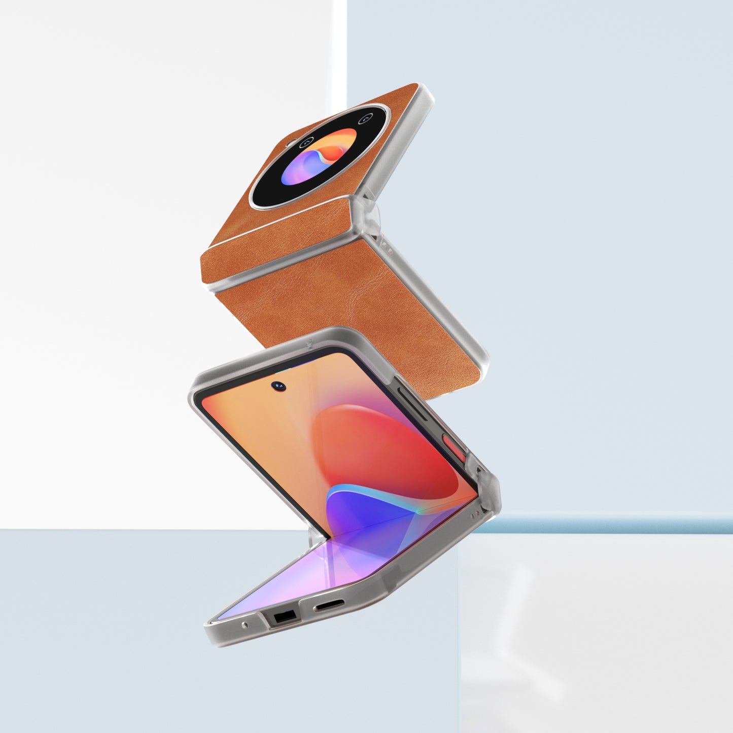 ABEEL For ZTE nubia Flip 5G Case Matte Edge Cowhide Texture Leather+PC Phone Cover - Brown