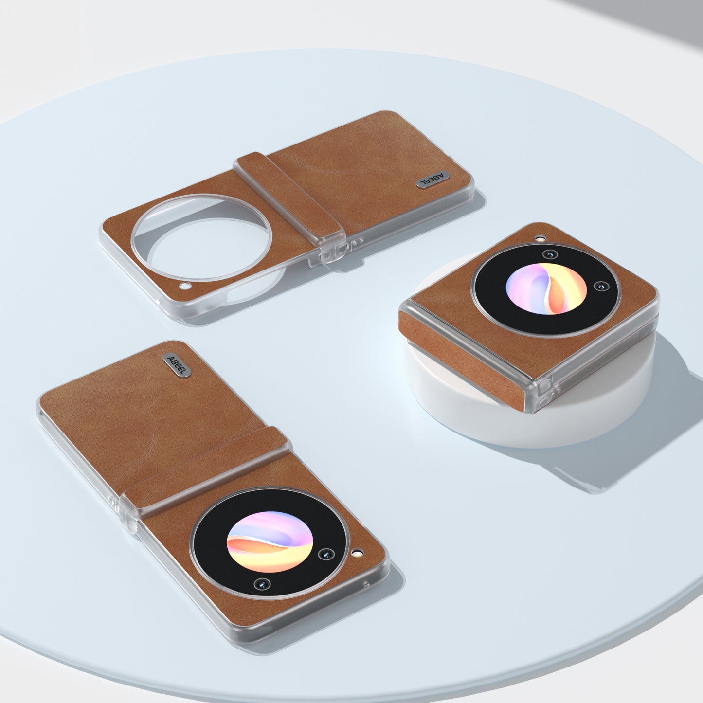 ABEEL For ZTE nubia Flip 5G Case Matte Edge Cowhide Texture Leather+PC Phone Cover - Brown