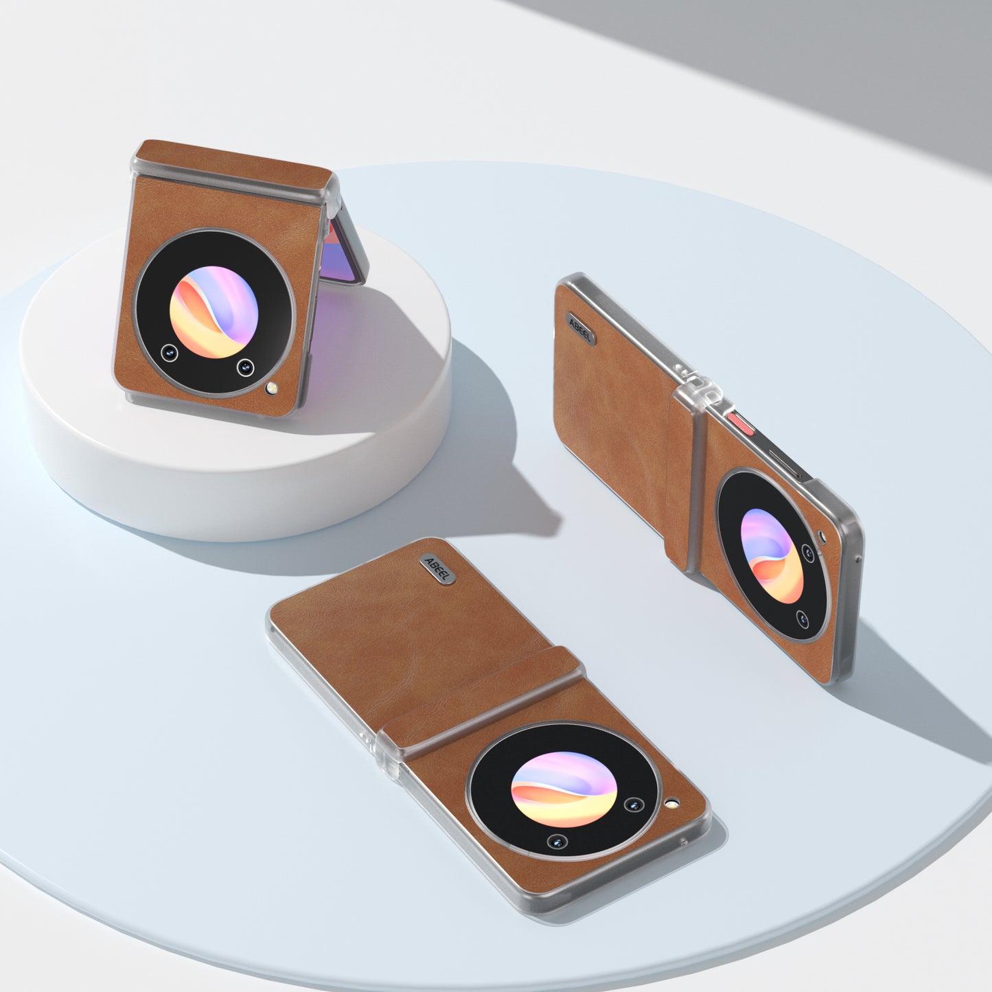 ABEEL For ZTE nubia Flip 5G Case Matte Edge Cowhide Texture Leather+PC Phone Cover - Brown