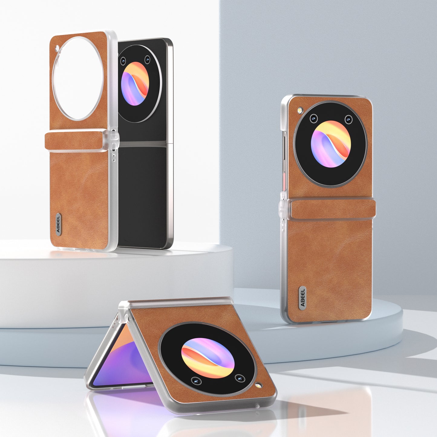 ABEEL For ZTE nubia Flip 5G Case Matte Edge Cowhide Texture Leather+PC Phone Cover - Brown