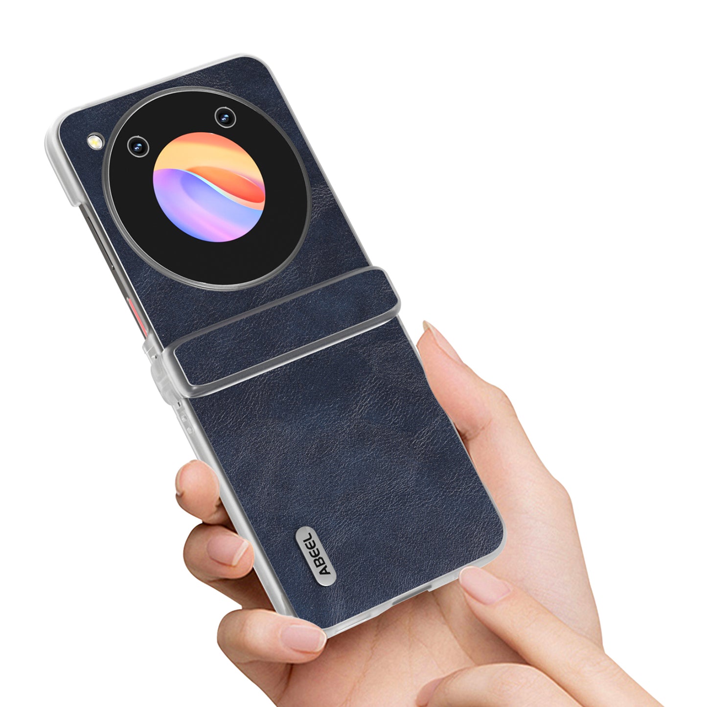 ABEEL For ZTE nubia Flip 5G Case Matte Edge Cowhide Texture Leather+PC Phone Cover - Blue