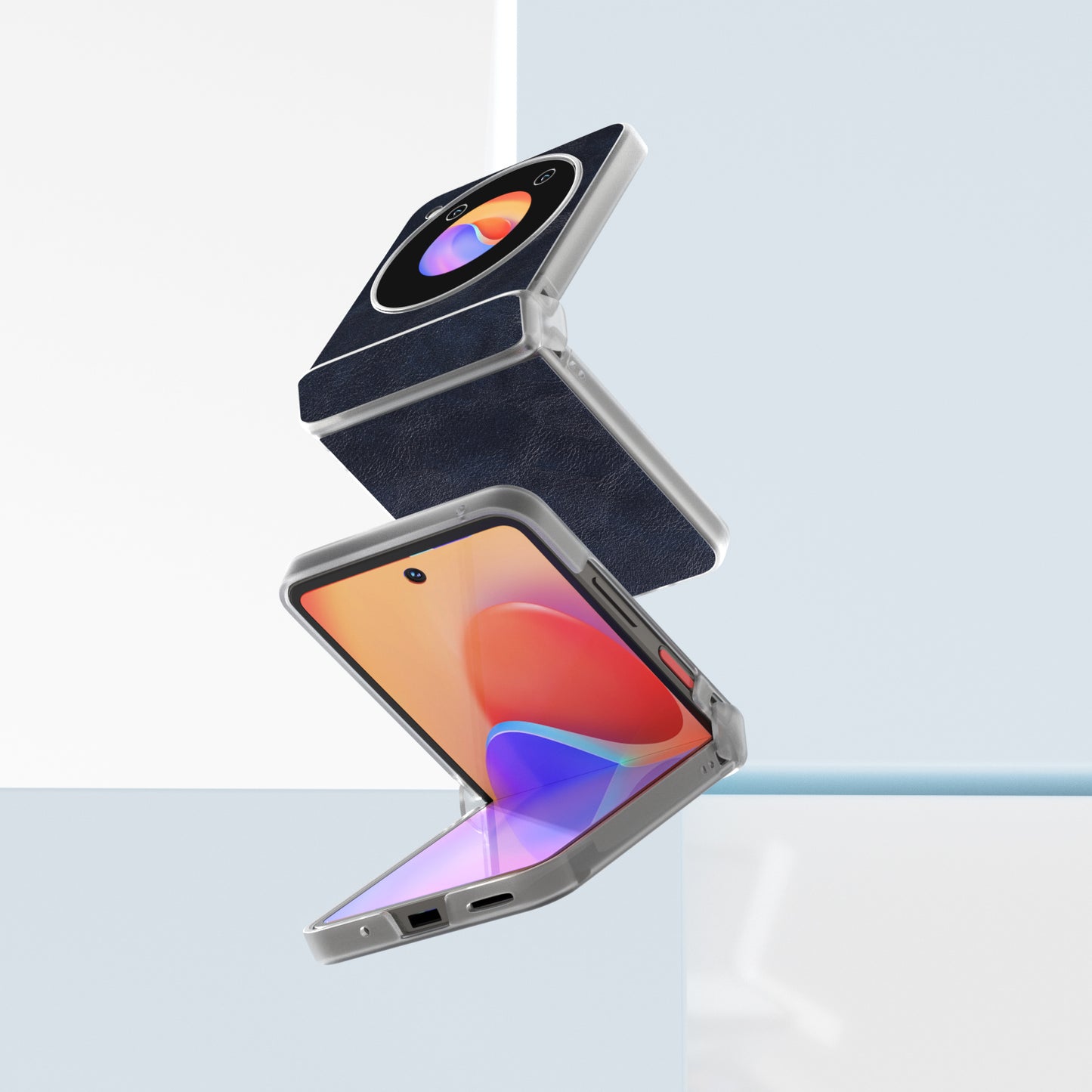 ABEEL For ZTE nubia Flip 5G Case Matte Edge Cowhide Texture Leather+PC Phone Cover - Blue