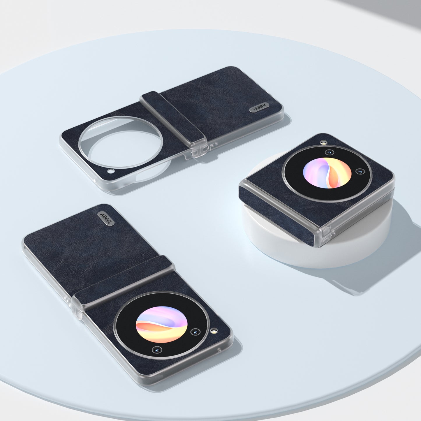 ABEEL For ZTE nubia Flip 5G Case Matte Edge Cowhide Texture Leather+PC Phone Cover - Blue