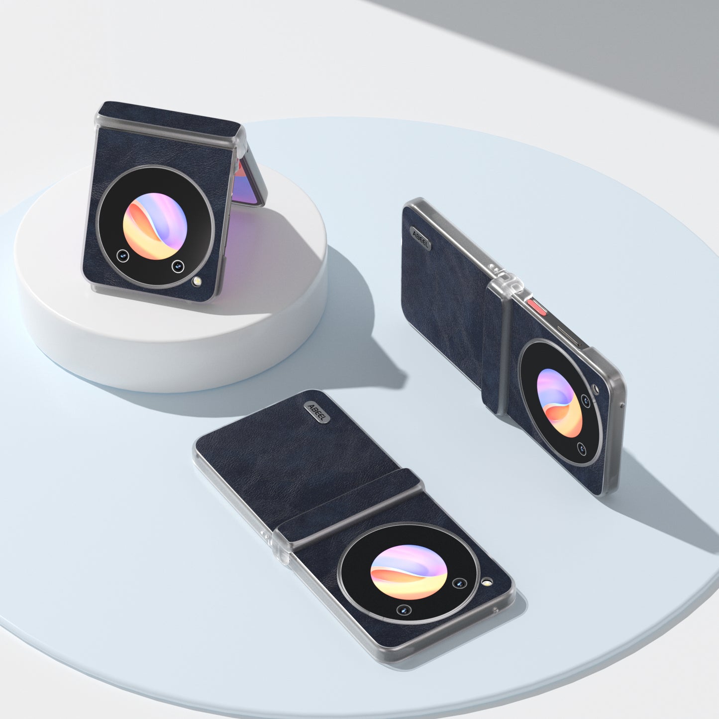 ABEEL For ZTE nubia Flip 5G Case Matte Edge Cowhide Texture Leather+PC Phone Cover - Blue