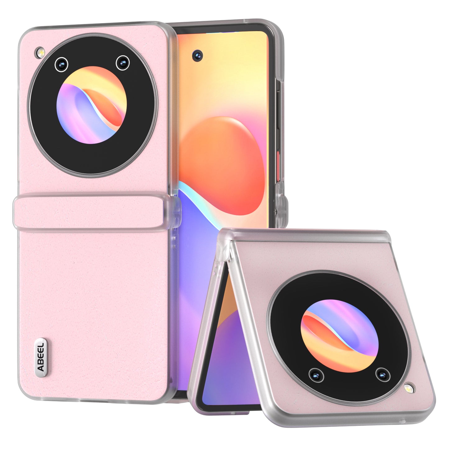 ABEEL For ZTE nubia Flip 5G Case Matte Edge Cowhide Texture Leather+PC Phone Cover - Pink