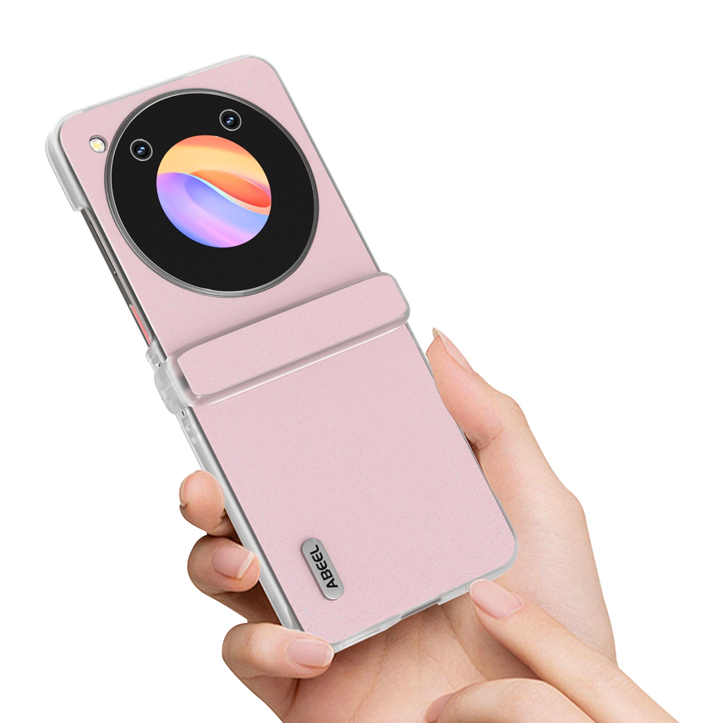 ABEEL For ZTE nubia Flip 5G Case Matte Edge Cowhide Texture Leather+PC Phone Cover - Pink