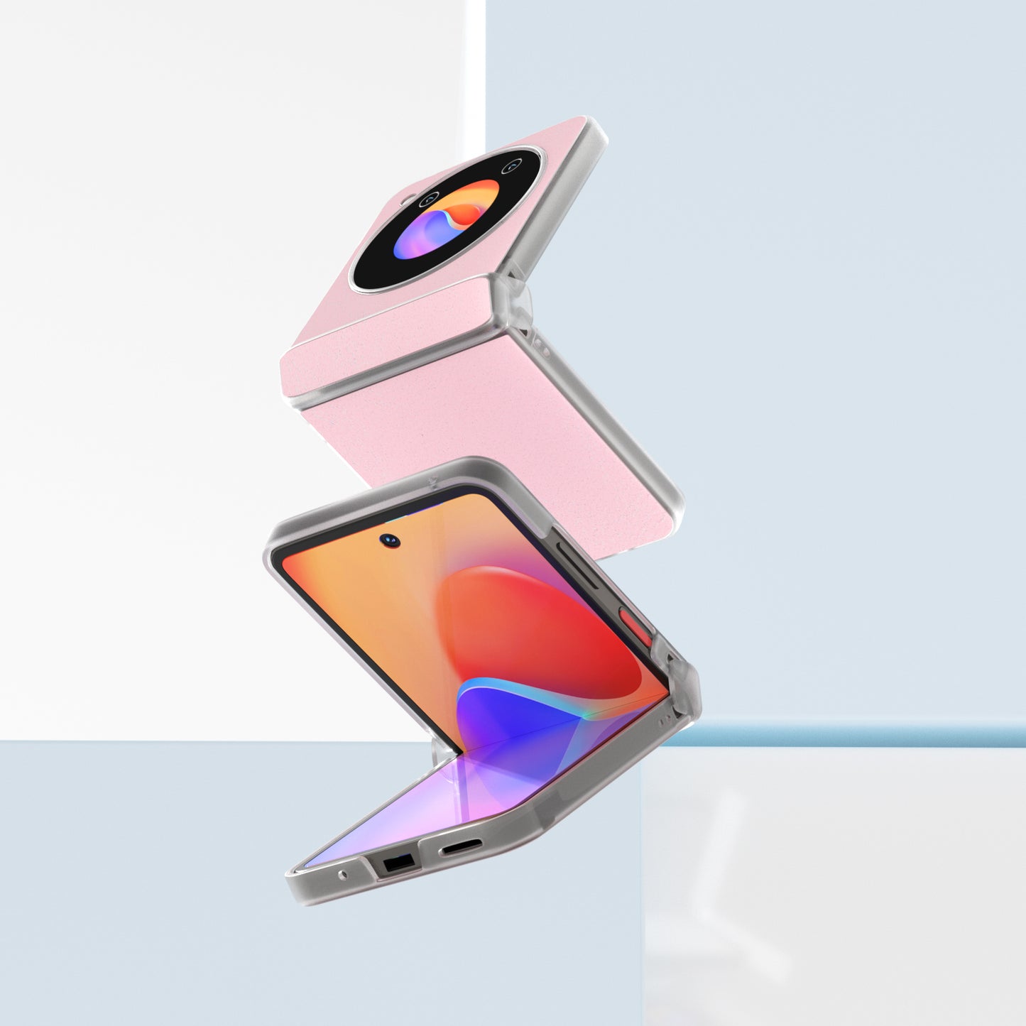 ABEEL For ZTE nubia Flip 5G Case Matte Edge Cowhide Texture Leather+PC Phone Cover - Pink