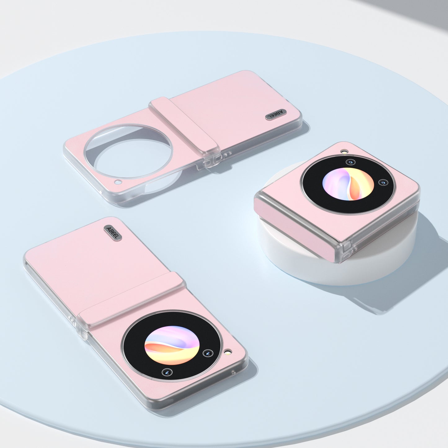 ABEEL For ZTE nubia Flip 5G Case Matte Edge Cowhide Texture Leather+PC Phone Cover - Pink