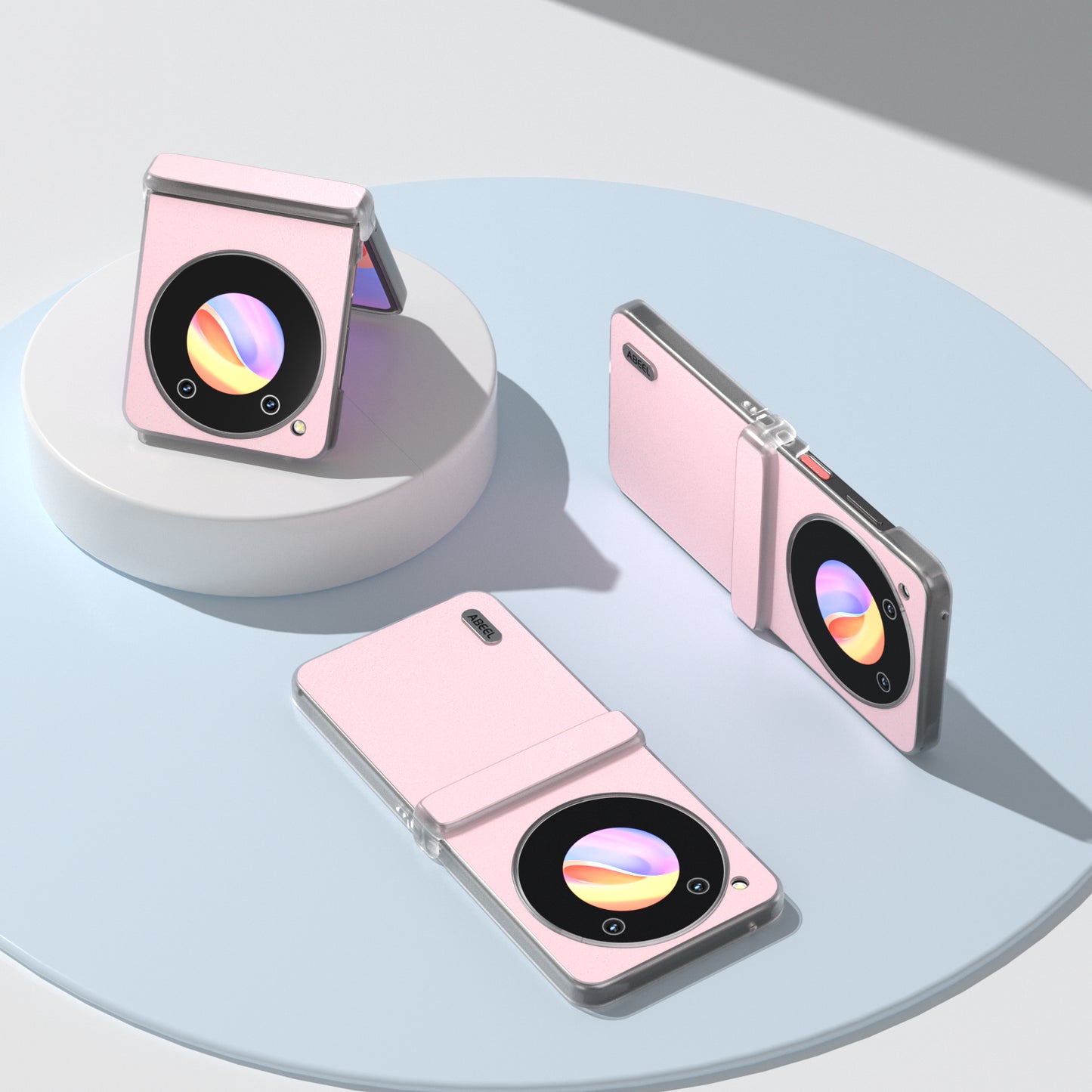 ABEEL For ZTE nubia Flip 5G Case Matte Edge Cowhide Texture Leather+PC Phone Cover - Pink