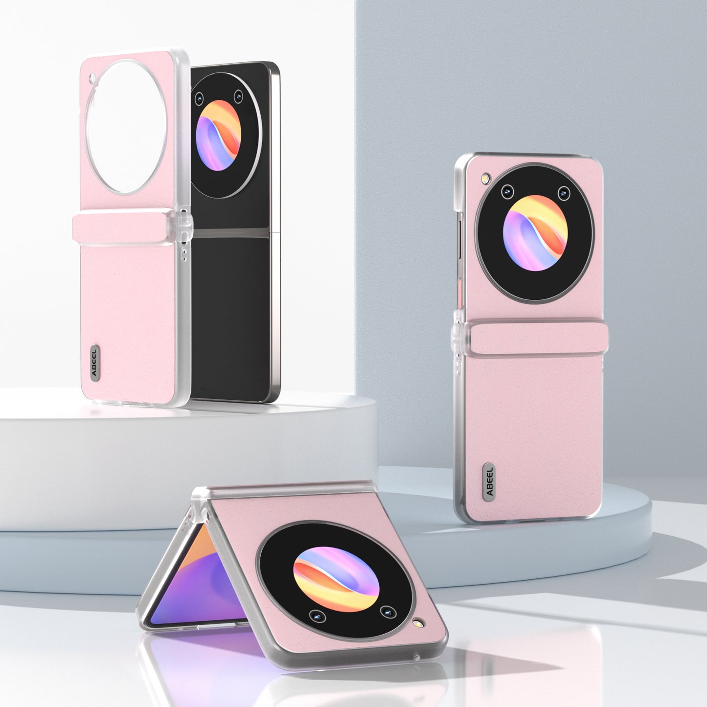 ABEEL For ZTE nubia Flip 5G Case Matte Edge Cowhide Texture Leather+PC Phone Cover - Pink