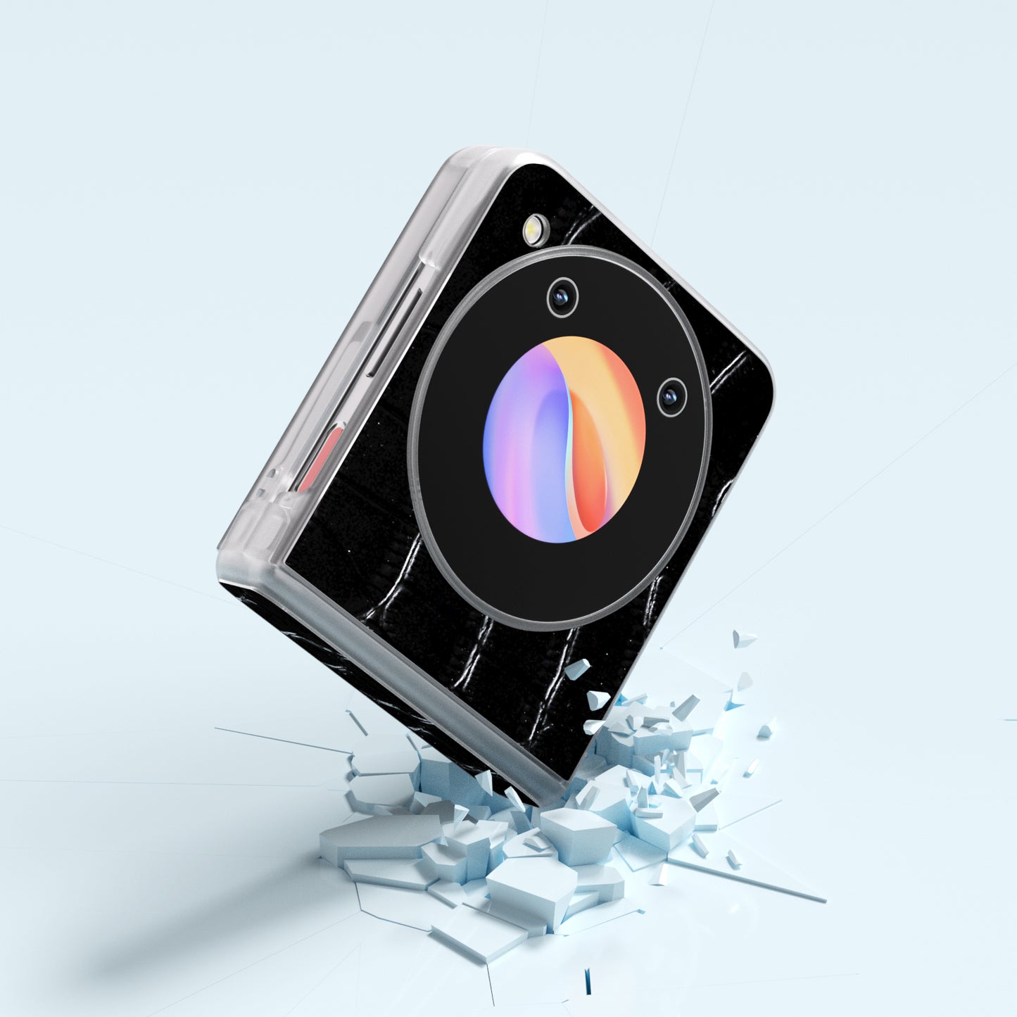 ABEEL For ZTE nubia Flip 5G Case Matte Edge Genuine Cow Leather+PC Hinge Protection Phone Cover - Black