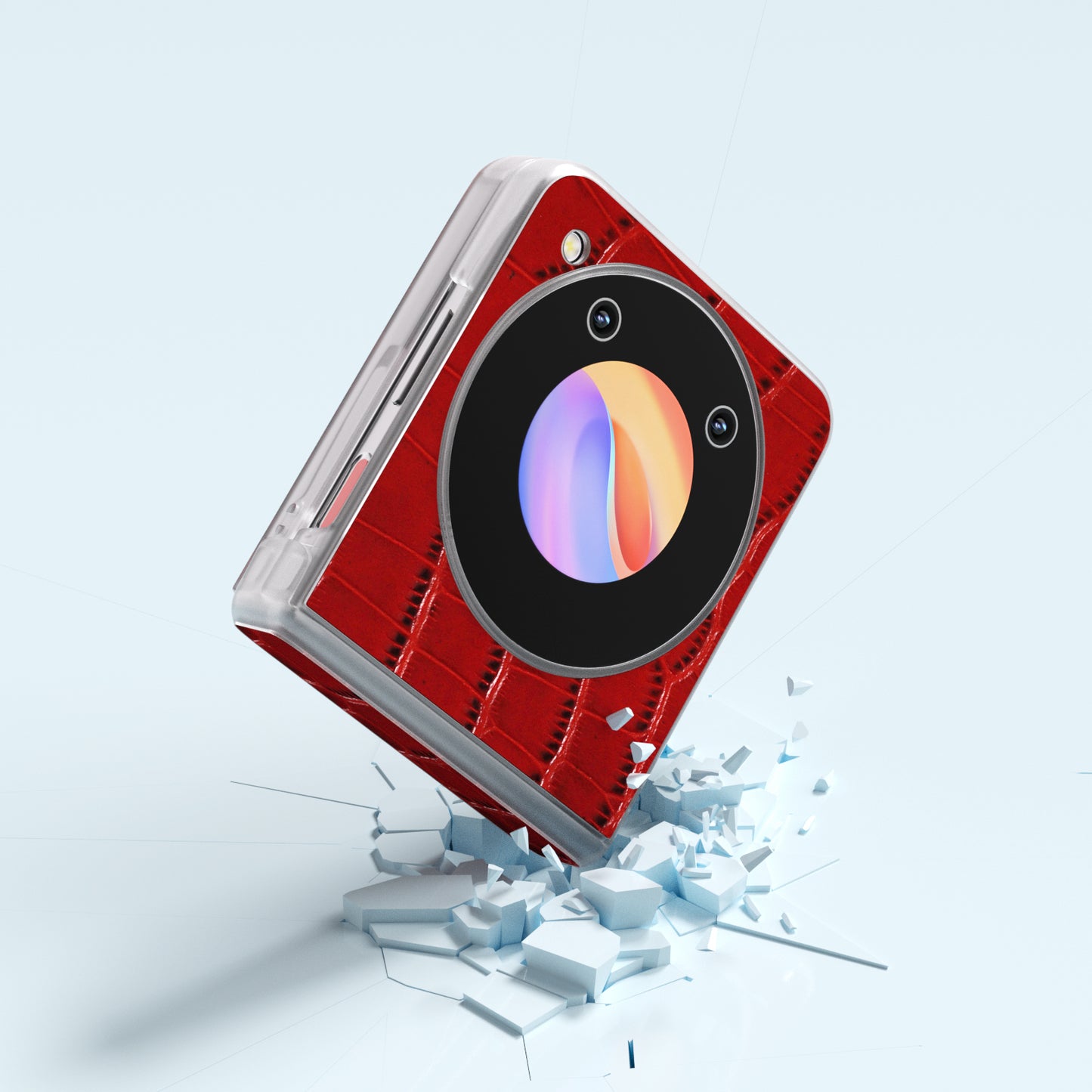 ABEEL For ZTE nubia Flip 5G Case Matte Edge Genuine Cow Leather+PC Hinge Protection Phone Cover - Red