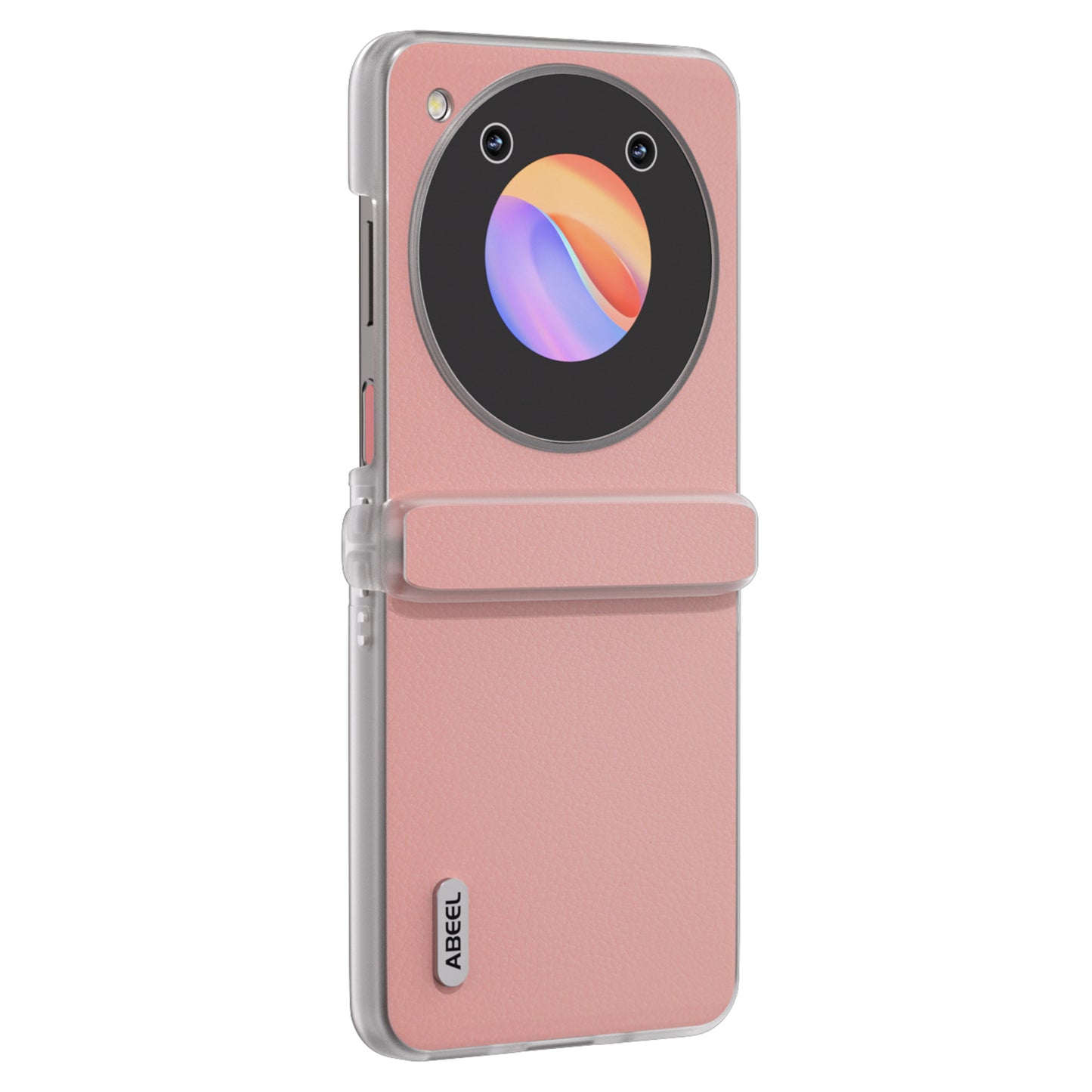 ABEEL For ZTE nubia Flip 5G Phone Case Genuine Cow Leather Coated PC Cover Matte Clear Edge - Pink