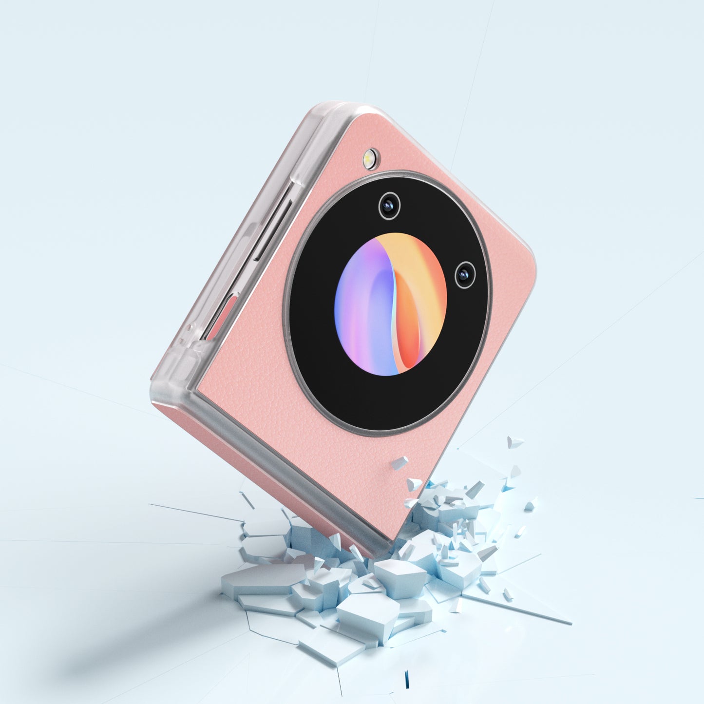 ABEEL For ZTE nubia Flip 5G Phone Case Genuine Cow Leather Coated PC Cover Matte Clear Edge - Pink