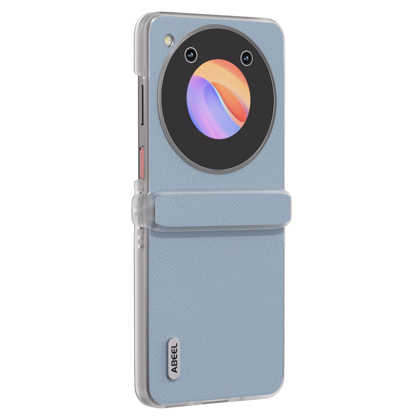 ABEEL For ZTE nubia Flip 5G Phone Case Genuine Cow Leather Coated PC Cover Matte Clear Edge - Blue